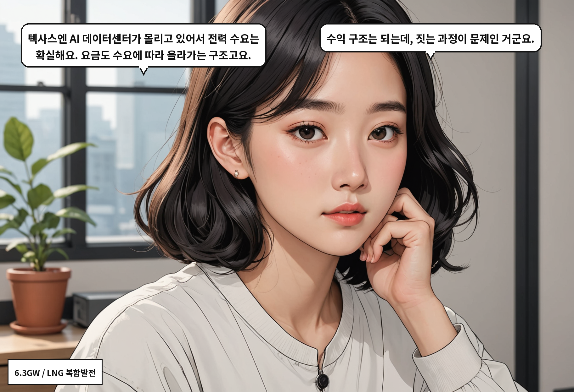 B: 후속 사업으로 미국 원전 건설도 합의문에 들어간다고요? A: 최대 8기까지 검토인데, 노형이나 투자 방식은 아직 안 정해졌어요.