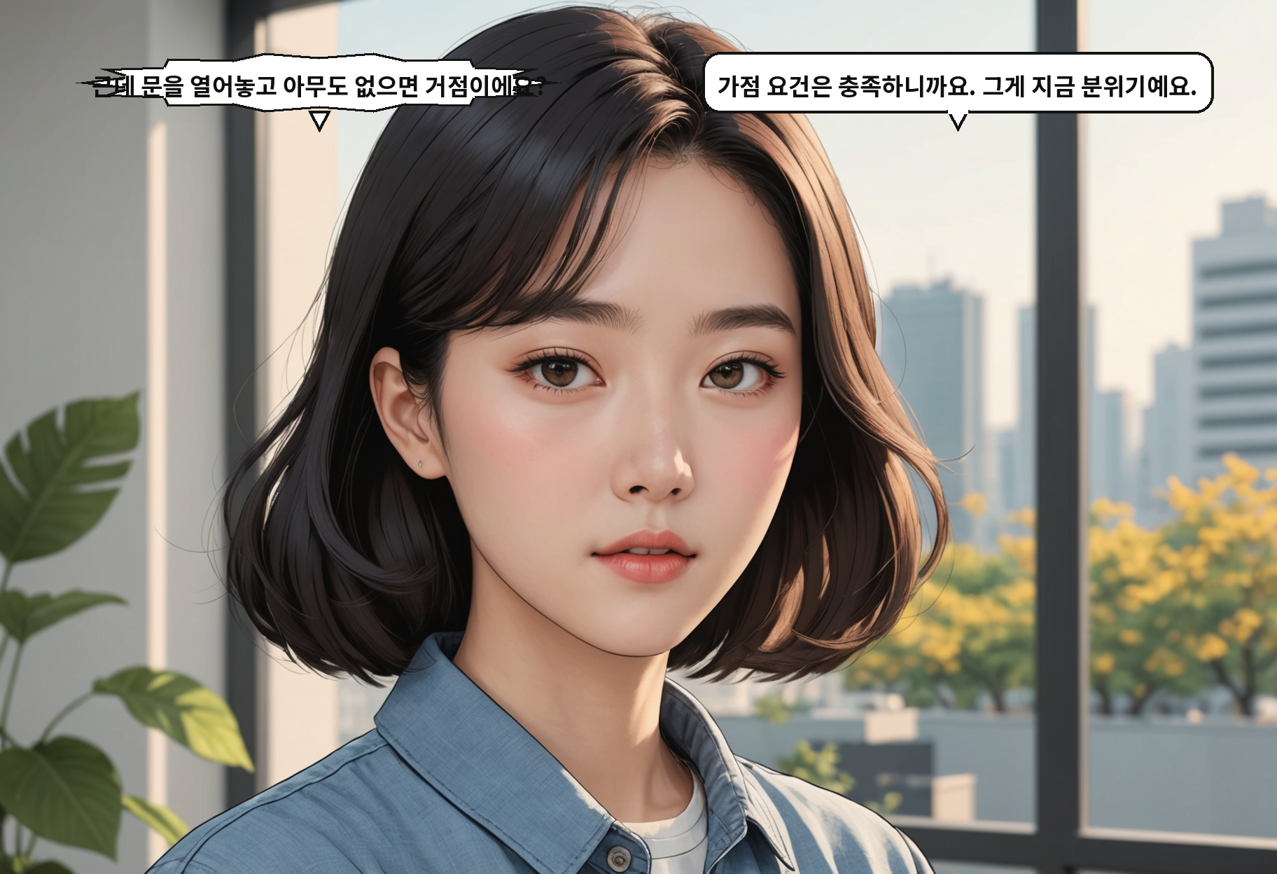 B: 근데 문을 열어놓고 아무도 없으면 거점이에요? A: 가점 요건은 충족하니까요. 그게 지금 분위기예요.