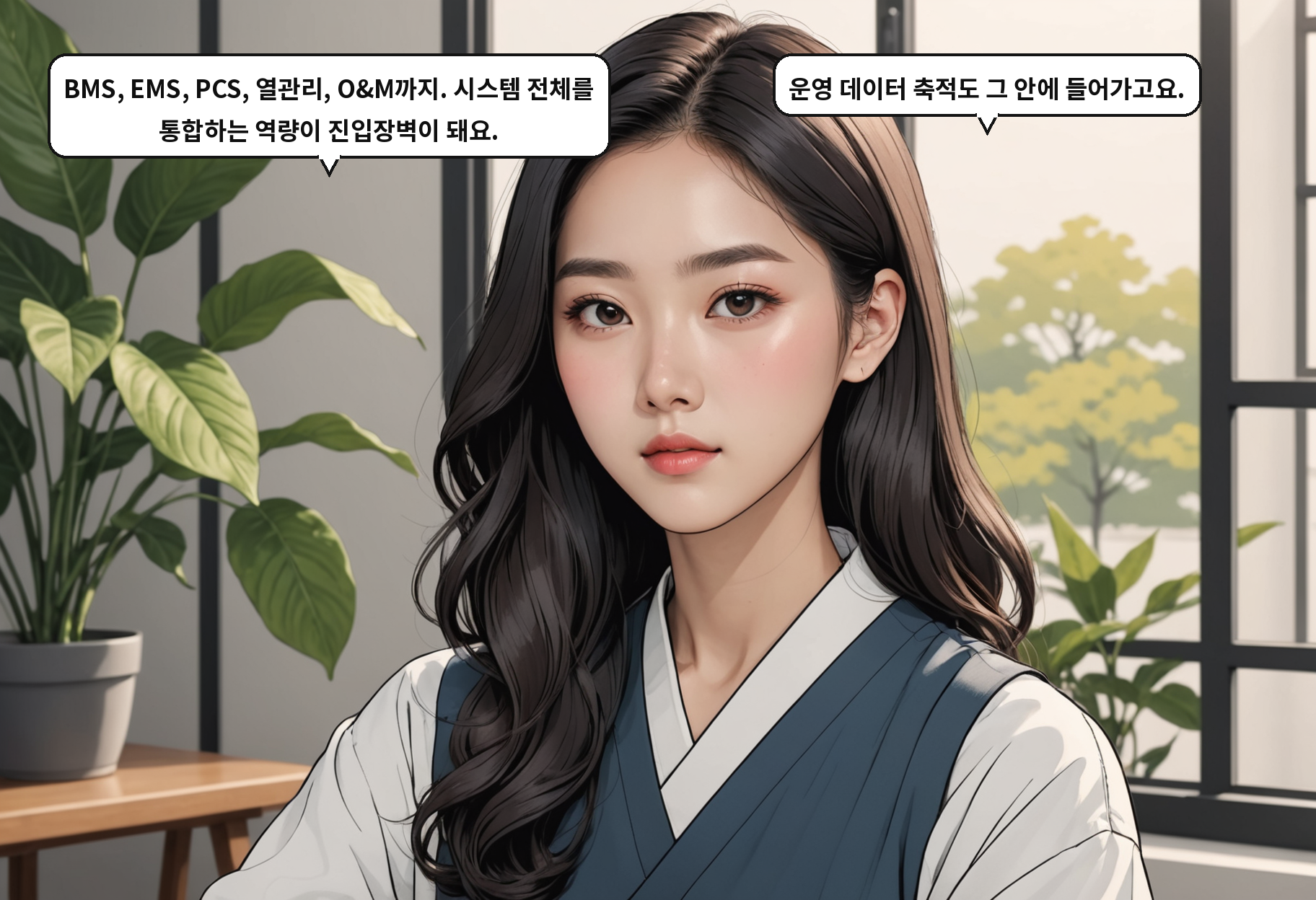 A: BMS, EMS, PCS, 열관리, O&M까지. 시스템 전체를 통합하는 역량이 진입장벽이 돼요. B: 운영 데이터 축적도 그 안에 들어가고요.