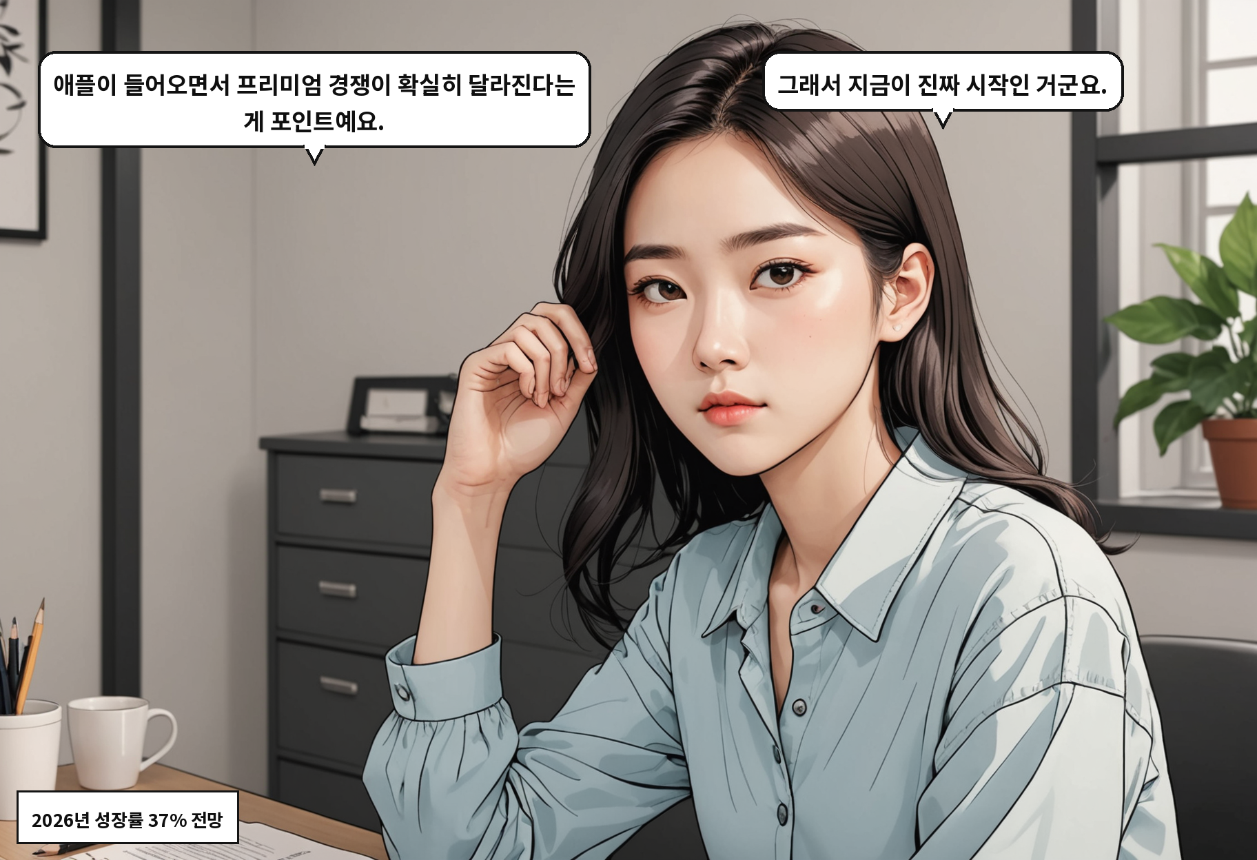 B: 애플이 들어오면서 프리미엄 경쟁이 확실히 달라진다는 게 포인트예요. A: 그래서 지금이 진짜 시작인 거군요.