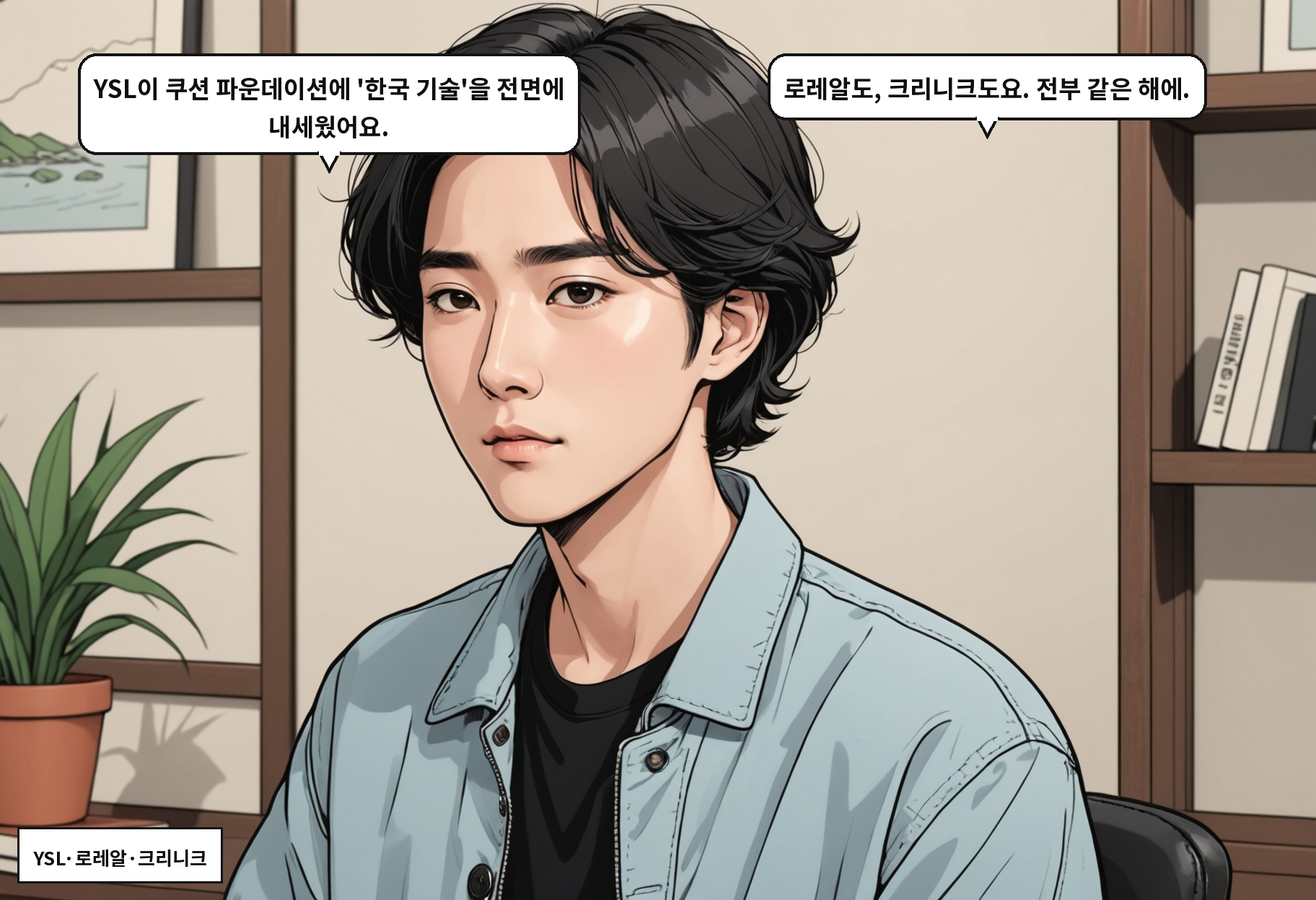 A: YSL이 쿠션 파운데이션에 '한국 기술'을 전면에 내세웠어요. B: 로레알도, 크리니크도요. 전부 같은 해에.