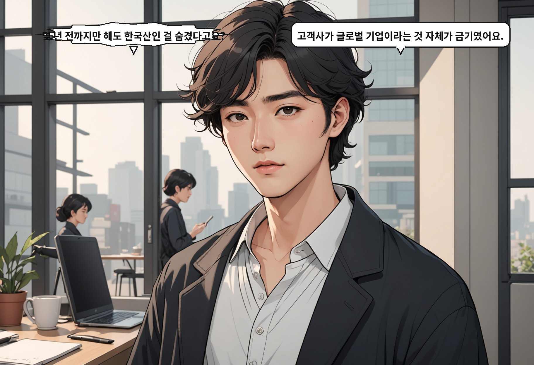 A: 몇 년 전까지만 해도 한국산인 걸 숨겼다고요? B: 고객사가 글로벌 기업이라는 것 자체가 금기였어요.