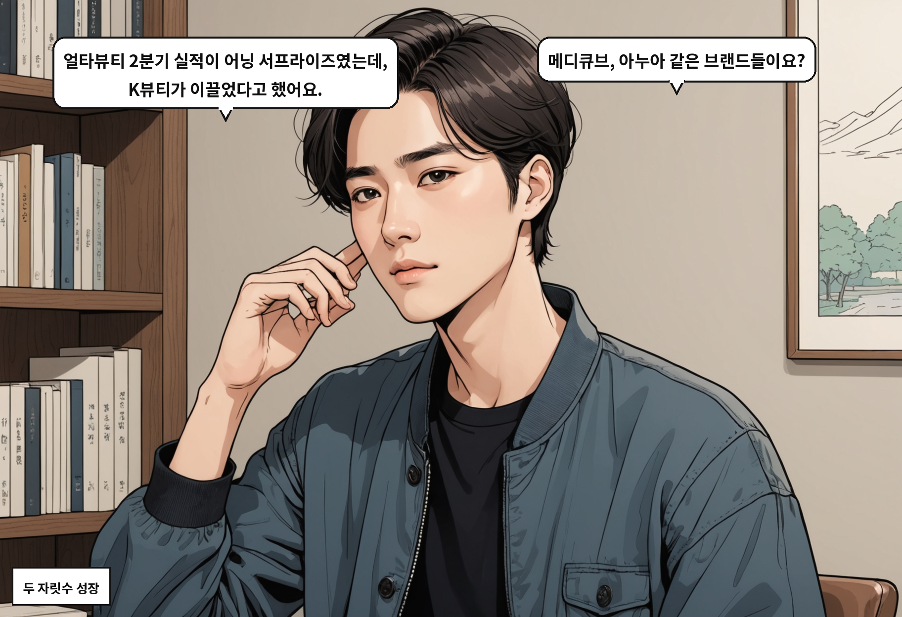 B: 얼타뷰티 2분기 실적이 어닝 서프라이즈였는데, K뷰티가 이끌었다고 했어요. A: 메디큐브, 아누아 같은 브랜드들이요?
