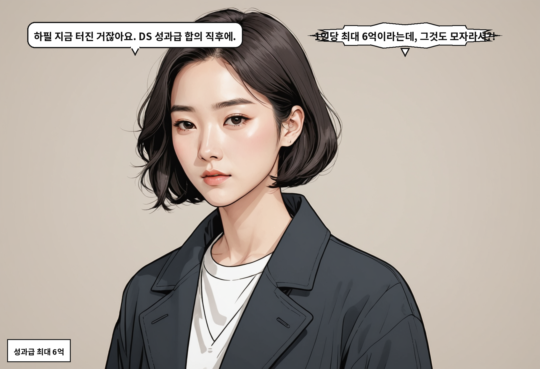 B: 하필 지금 터진 거잖아요. DS 성과급 합의 직후에. A: 1인당 최대 6억이라는데, 그것도 모자라서?!