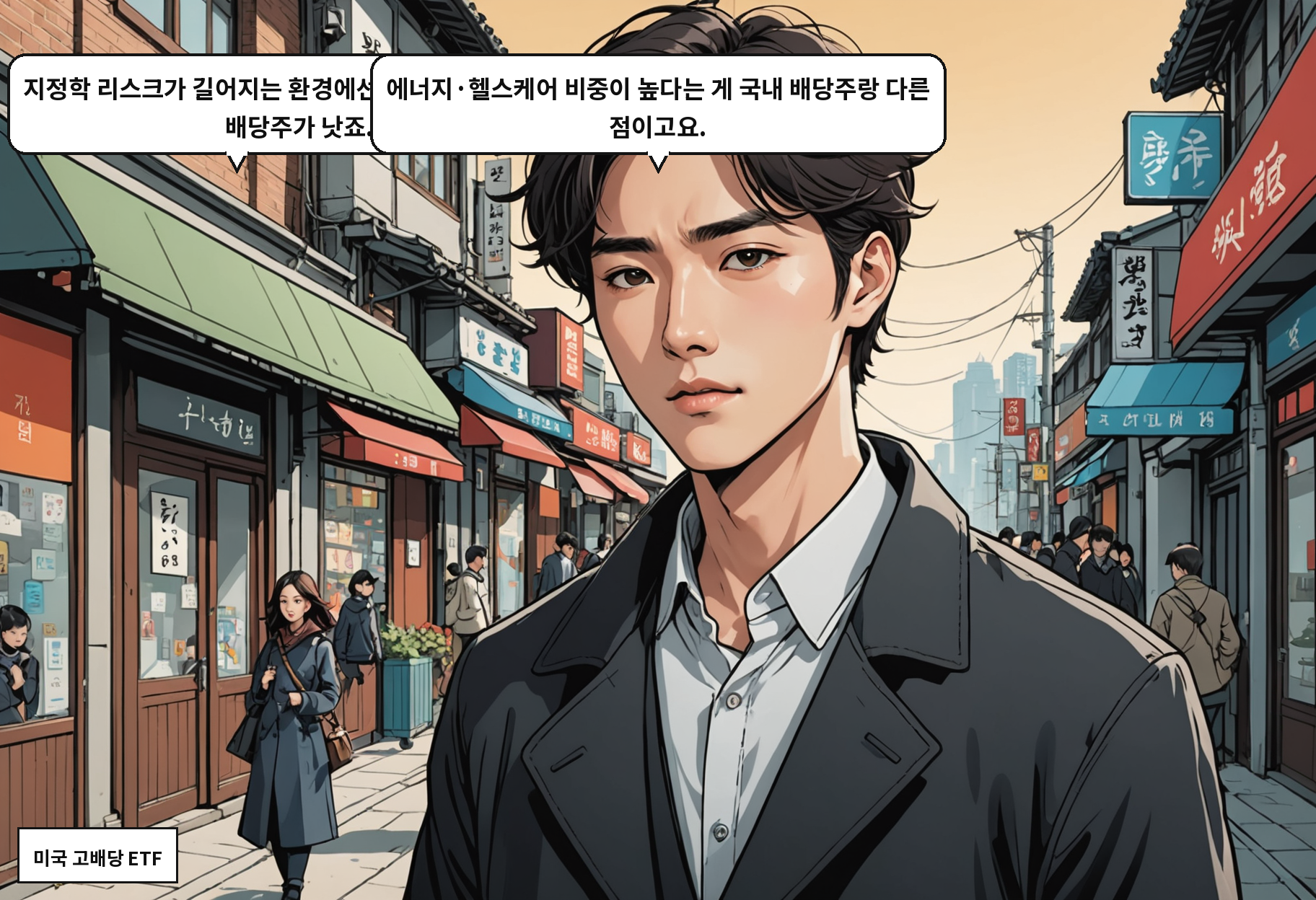 B: 지정학 리스크가 길어지는 환경에선 현금흐름 좋은 미국 배당주가 낫죠. A: 에너지·헬스케어 비중이 높다는 게 국내 배당주랑 다른 점이고요.