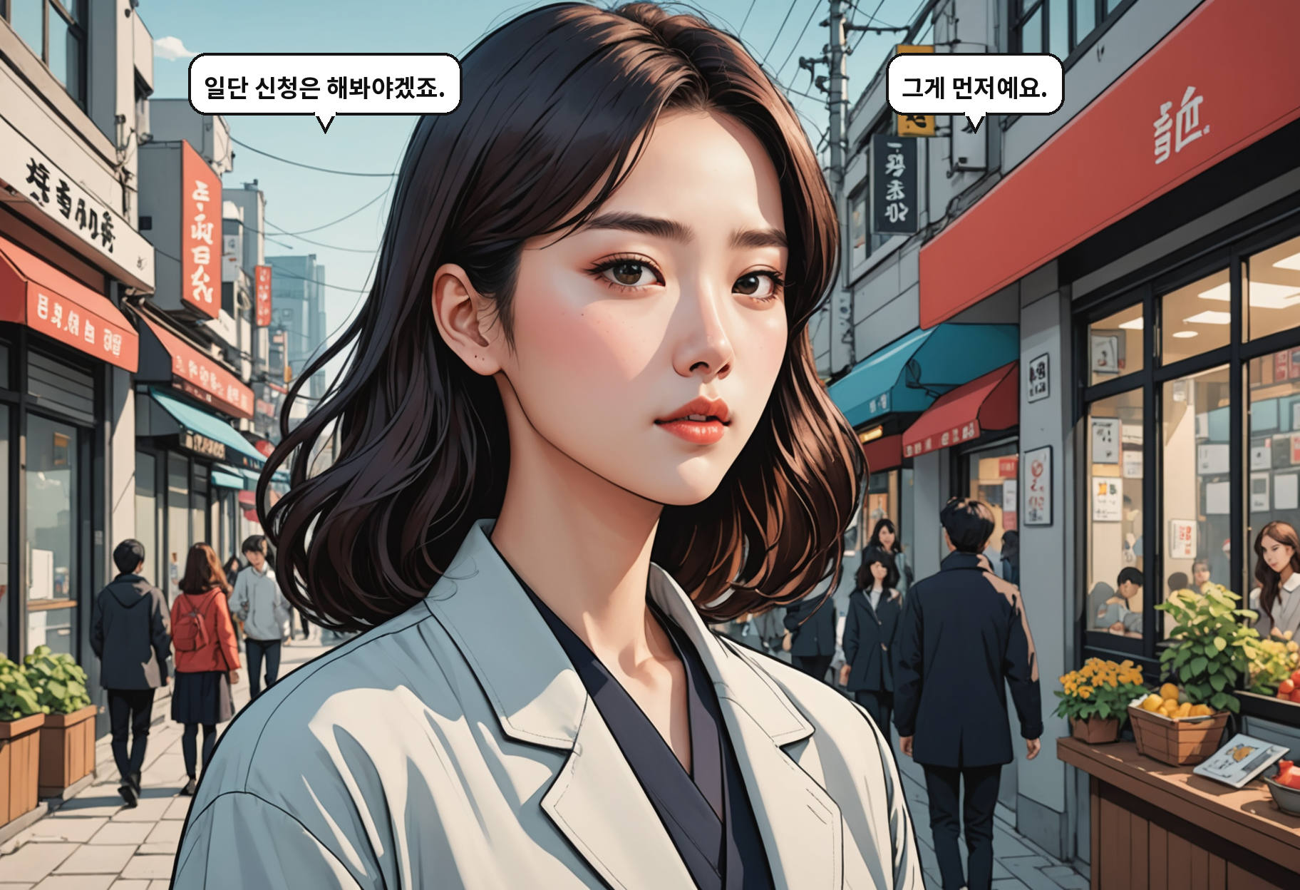 A: 일단 신청은 해봐야겠죠. B: 그게 먼저예요.