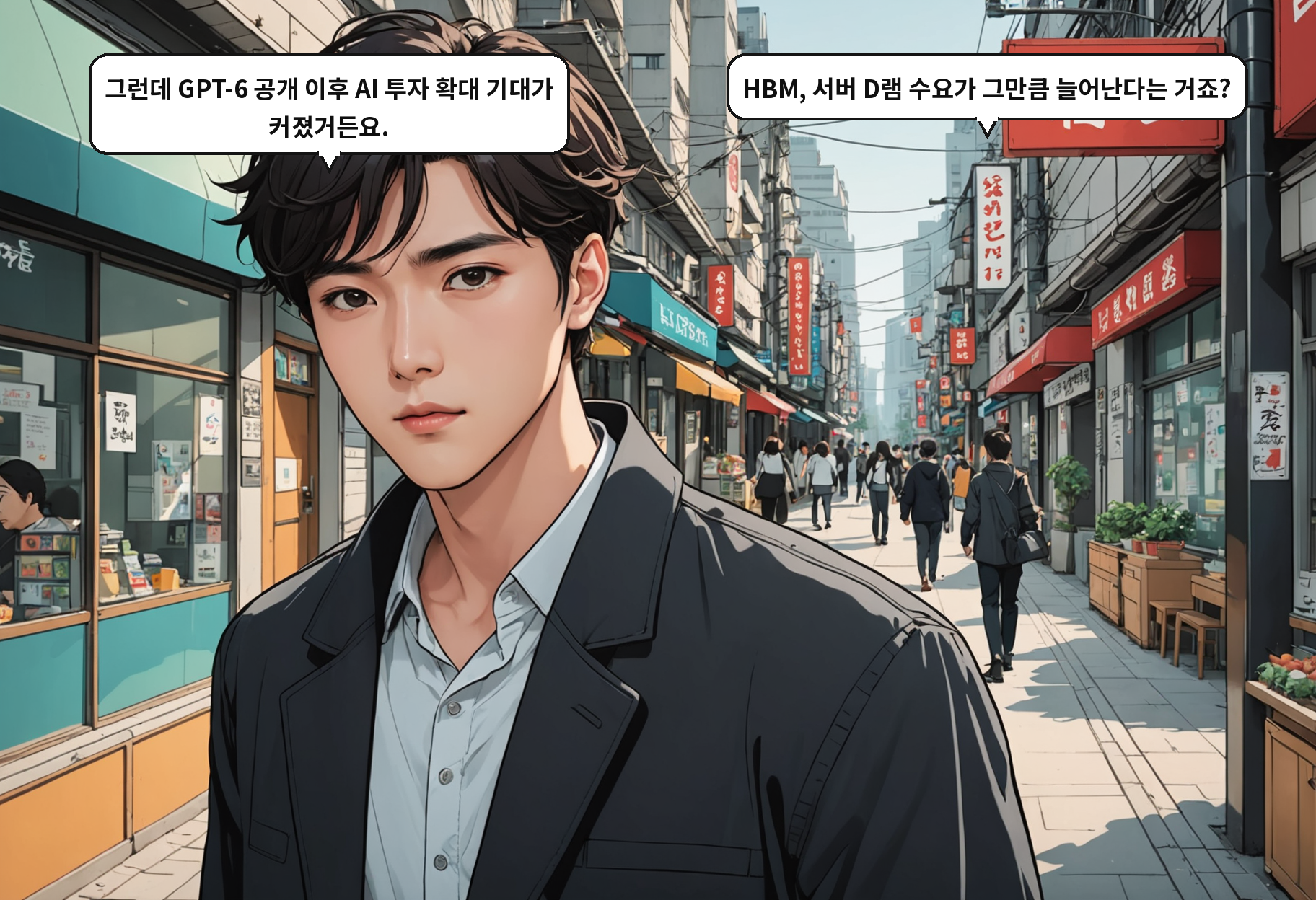 A: 그런데 GPT-6 공개 이후 AI 투자 확대 기대가 커졌거든요. B: HBM, 서버 D램 수요가 그만큼 늘어난다는 거죠?