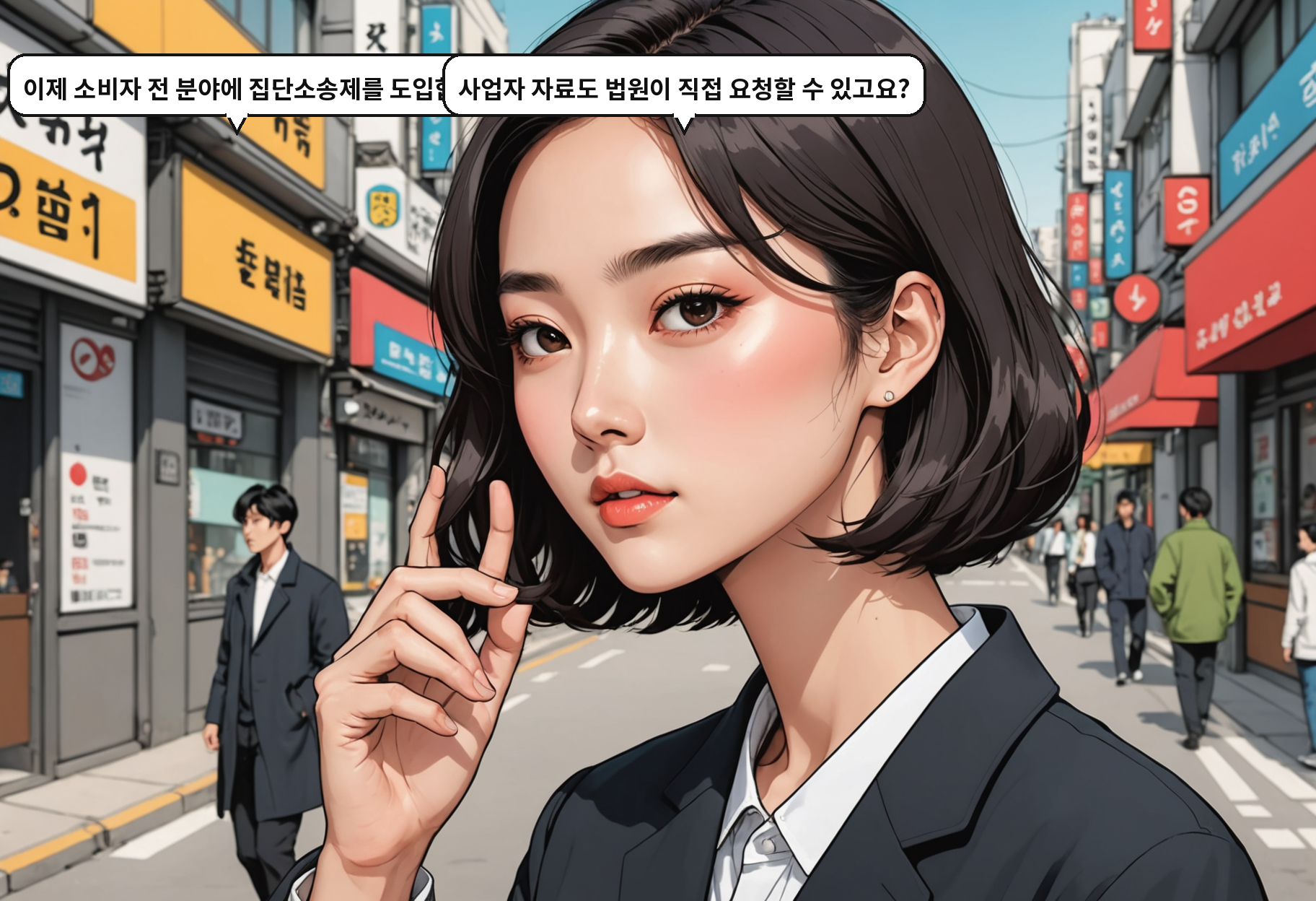 B: 집단소송제를 소비자 전 분야에 도입하겠다고 했어요. A: 전 분야요? 지금까지 왜 안 된 거예요?