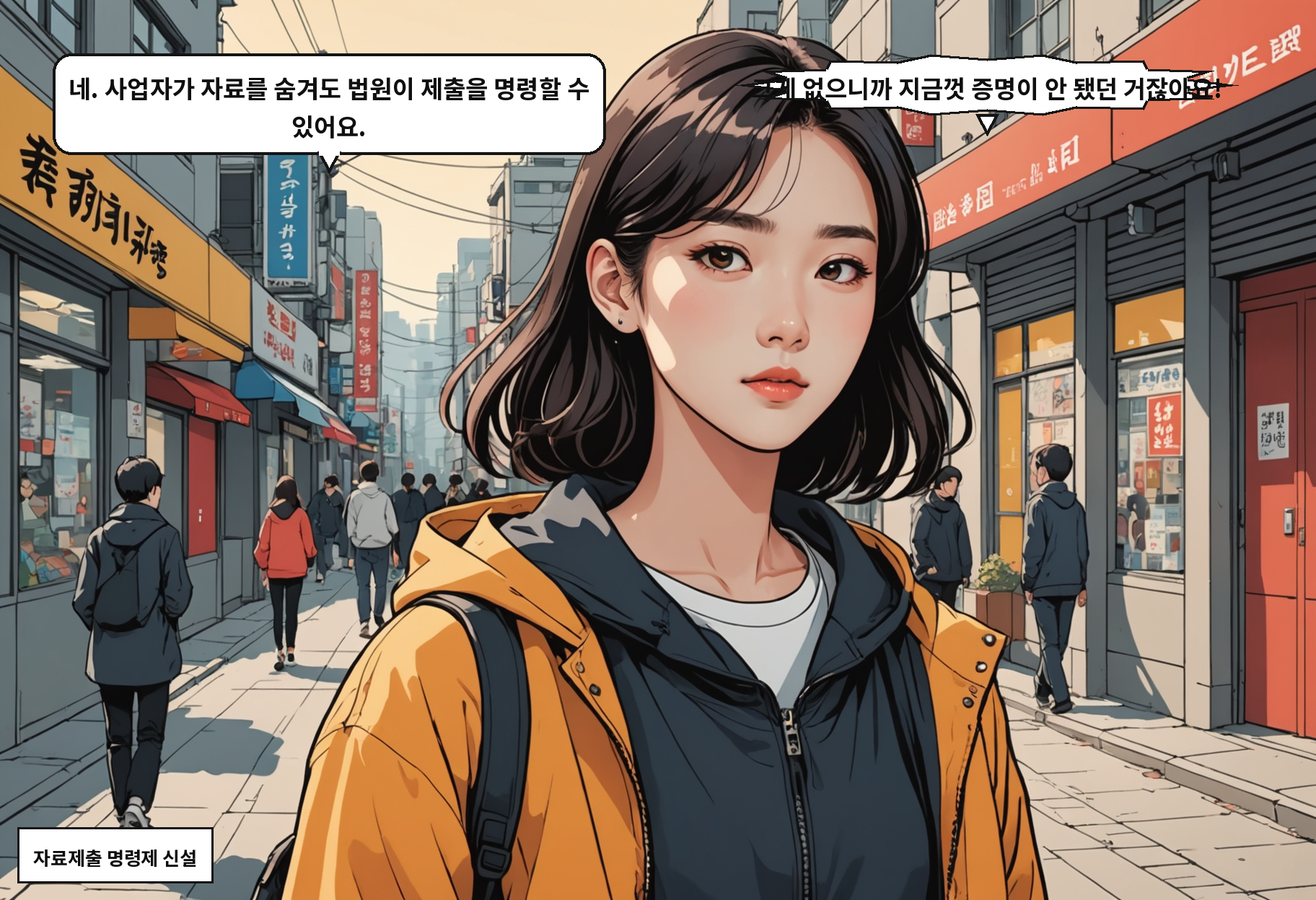 B: 사업자가 자료를 안 내놔도 법원이 제출 명령을 내릴 수 있게 됩니다. A: 그게 없었다는 게 더 놀랍네요.