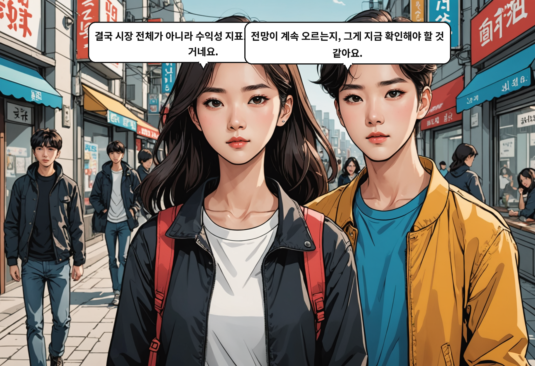 B: 결국 시장 전체가 아니라 수익성 지표로 골라야 한다는 거네요. A: 전망이 계속 오르는지, 그게 지금 확인해야 할 것 같아요.