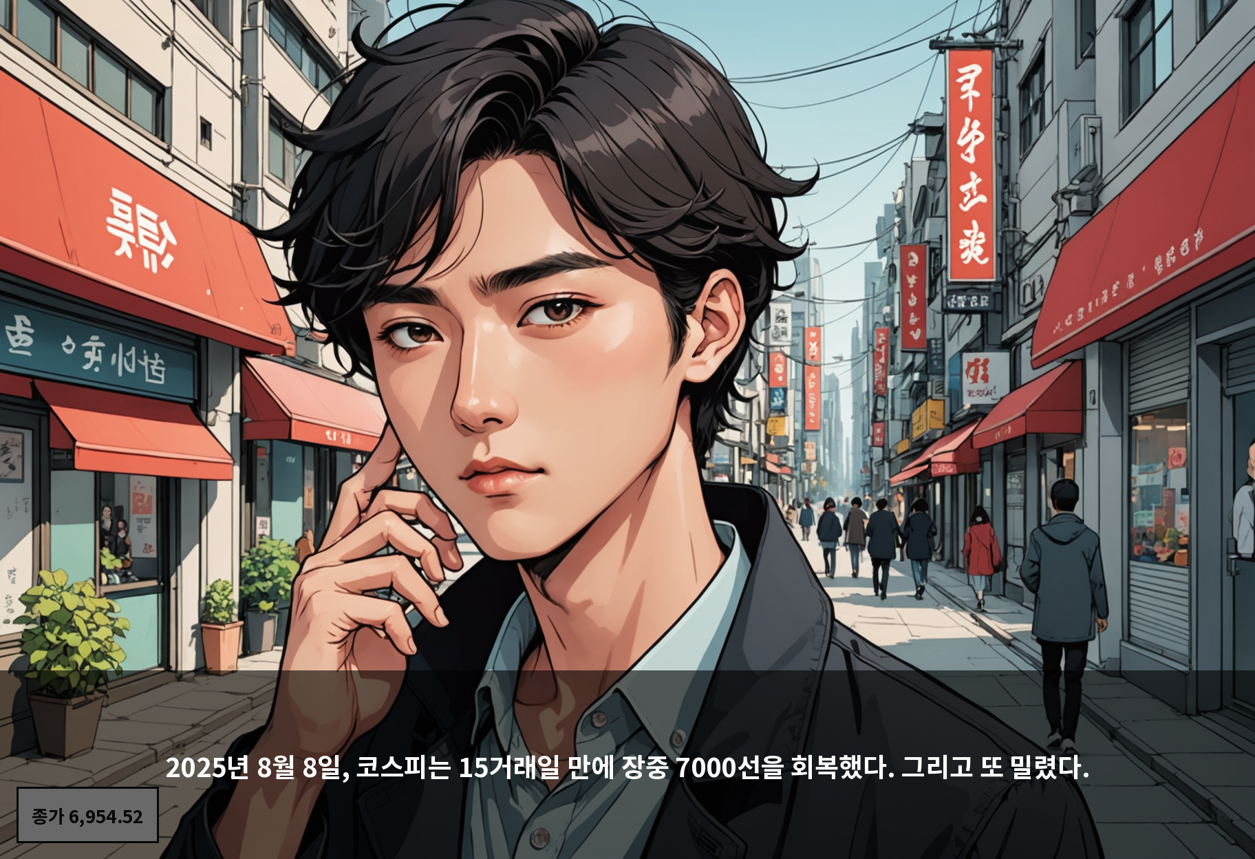 2025년 8월 8일, 코스피는 15거래일 만에 장중 7000선을 회복했다. 그리고 또 밀렸다.
