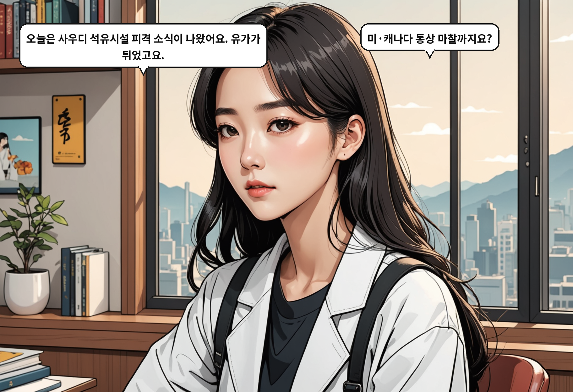 A: 오늘은 사우디 석유시설 피격 소식이 나왔어요. 유가가 튀었고요. B: 미·캐나다 통상 마찰까지요?