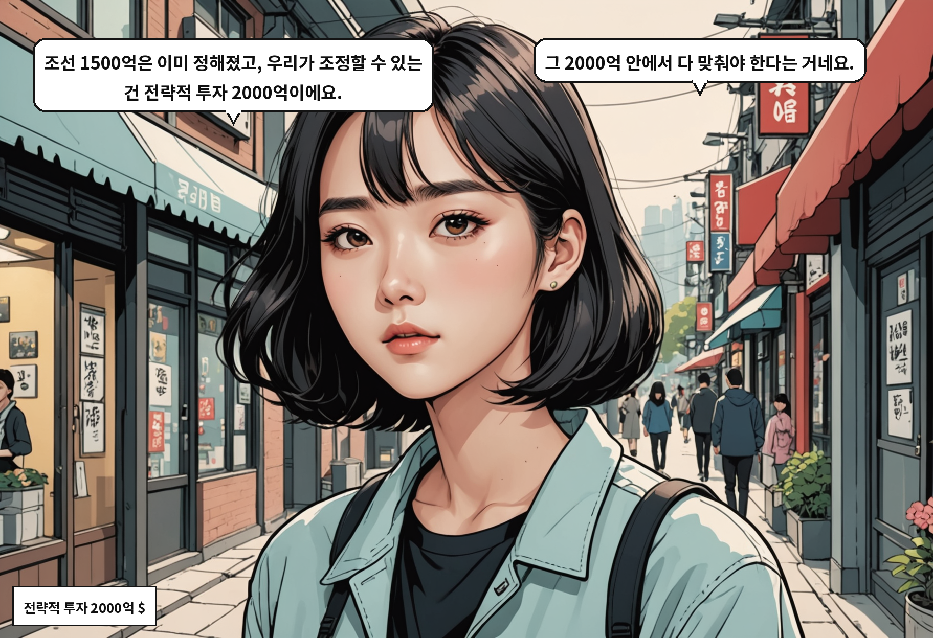 A: 조선 1500억은 따로 있고, 이번 협상은 나머지 2000억 달러 안에서 조율하는 거예요. B: 그 2000억 안에 뭘 넣느냐가 문제인 거네요.