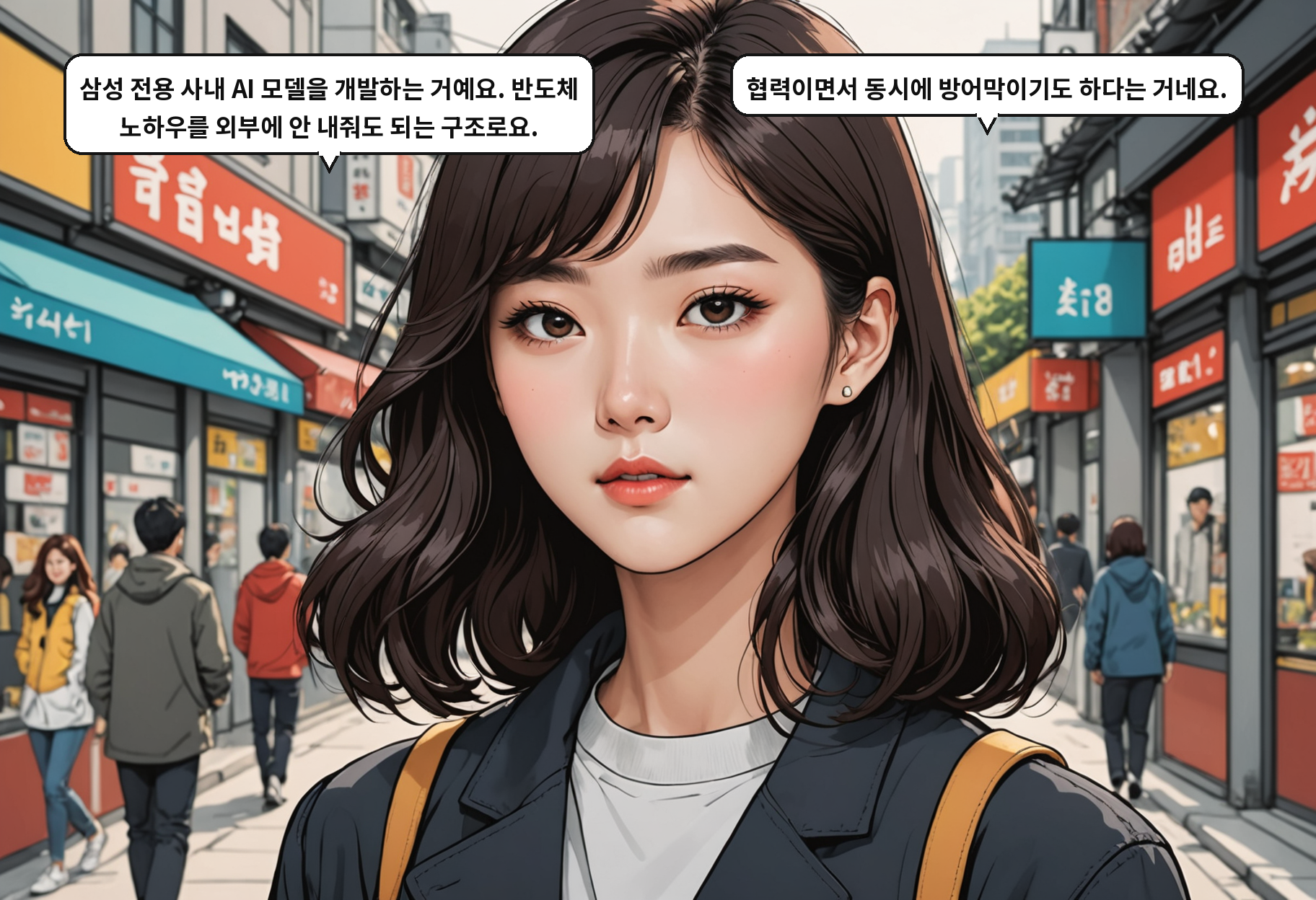B: 삼성 전용 사내 AI 모델을 개발하는 거예요. 반도체 노하우를 외부에 안 내줘도 되는 구조로요. A: 협력이면서 동시에 방어막이기도 하다는 거네요.