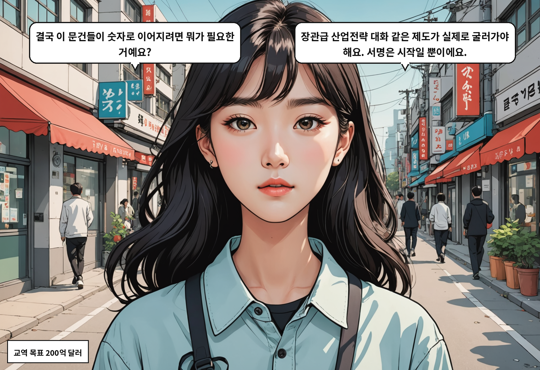 A: 결국 이 문건들이 숫자로 이어지려면 뭐가 필요한 거예요? B: 장관급 산업전략 대화 같은 제도가 실제로 굴러가야 해요. 서명은 시작일 뿐이에요.