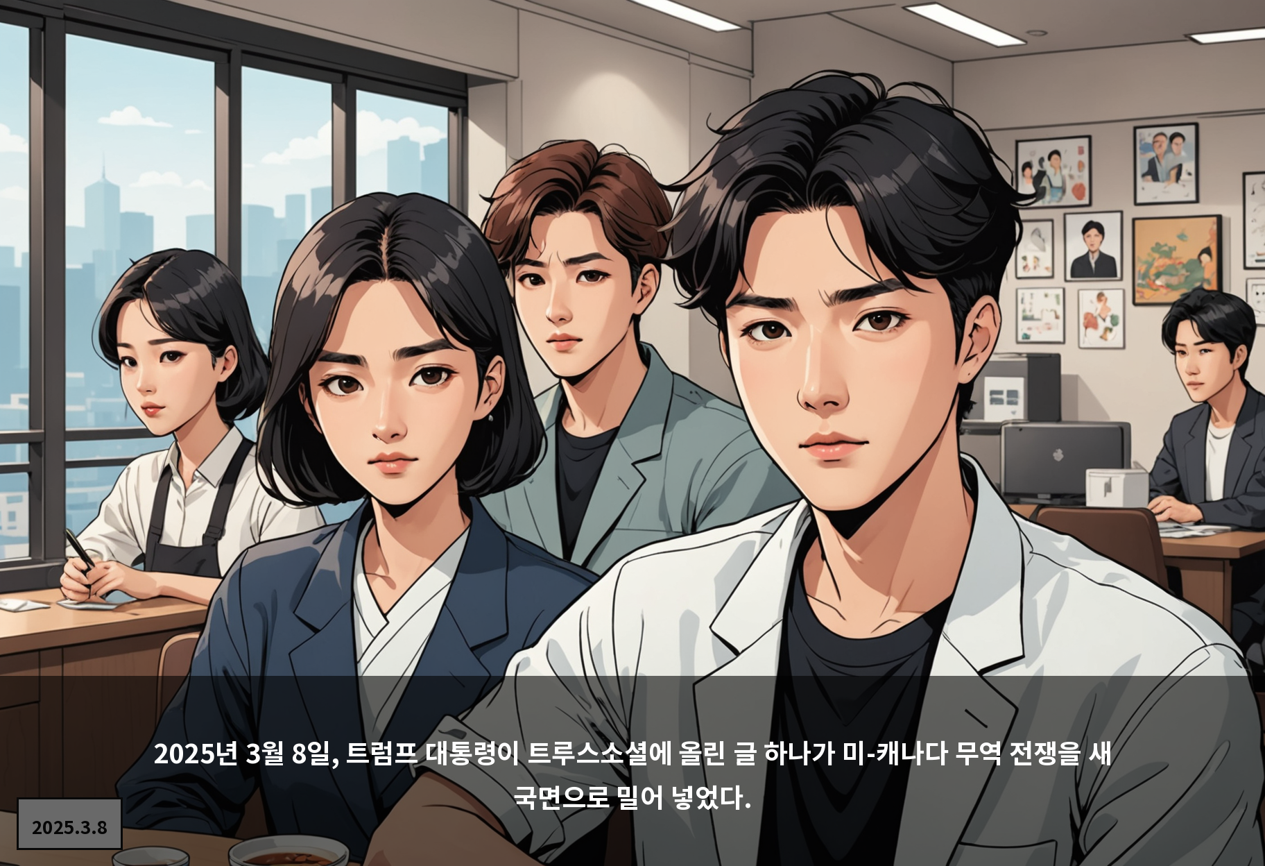 2025년 3월 8일, 트럼프 대통령이 트루스소셜에 올린 글 하나가 미-캐나다 무역 전쟁을 새 국면으로 밀어 넣었다.
