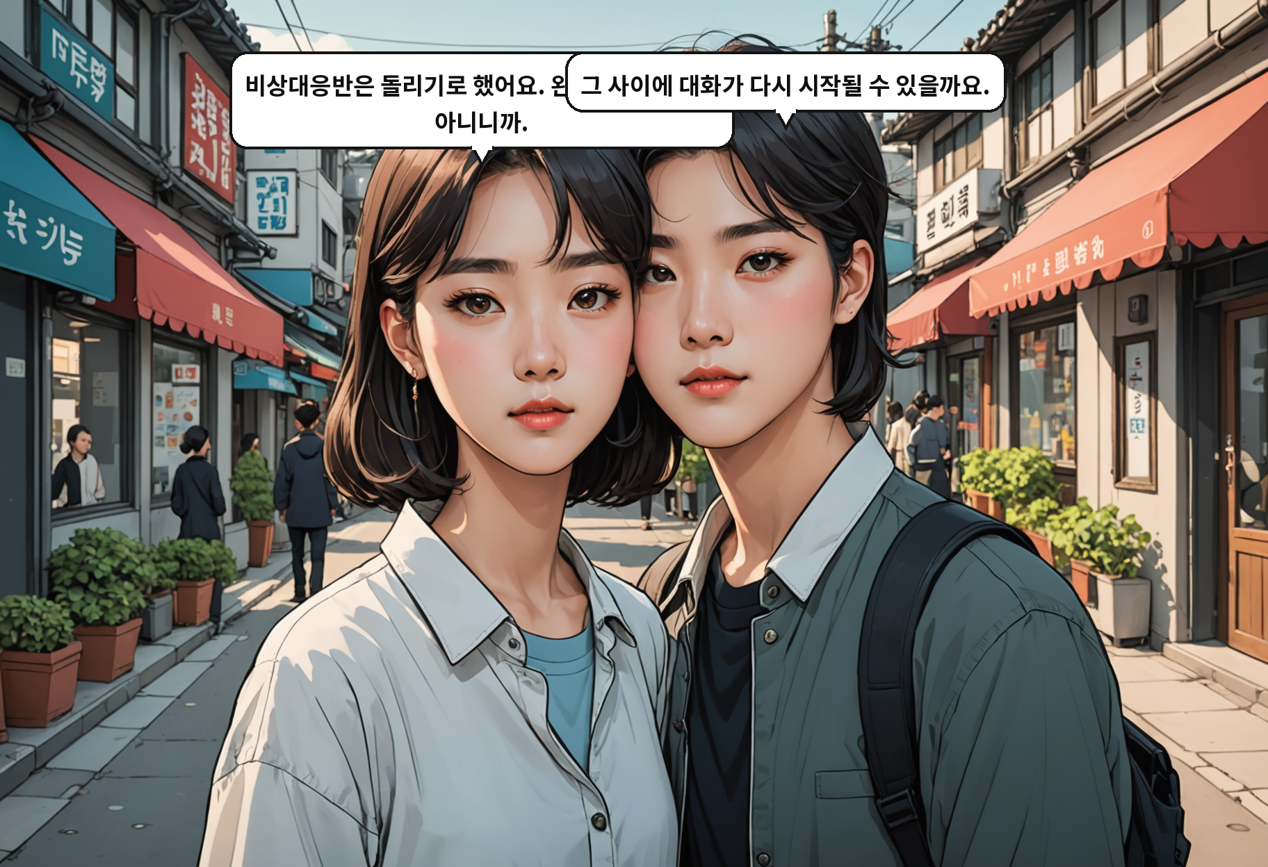 B: 비상대응반은 돌리기로 했어요. 완전히 손 놓은 건 아니니까. A: 그 사이에 대화가 다시 시작될 수 있을까요.