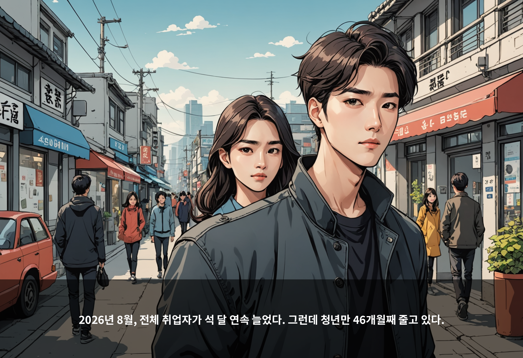 2026년 8월, 전체 취업자가 석 달 연속 늘었다. 그런데 청년만 46개월째 줄고 있다.