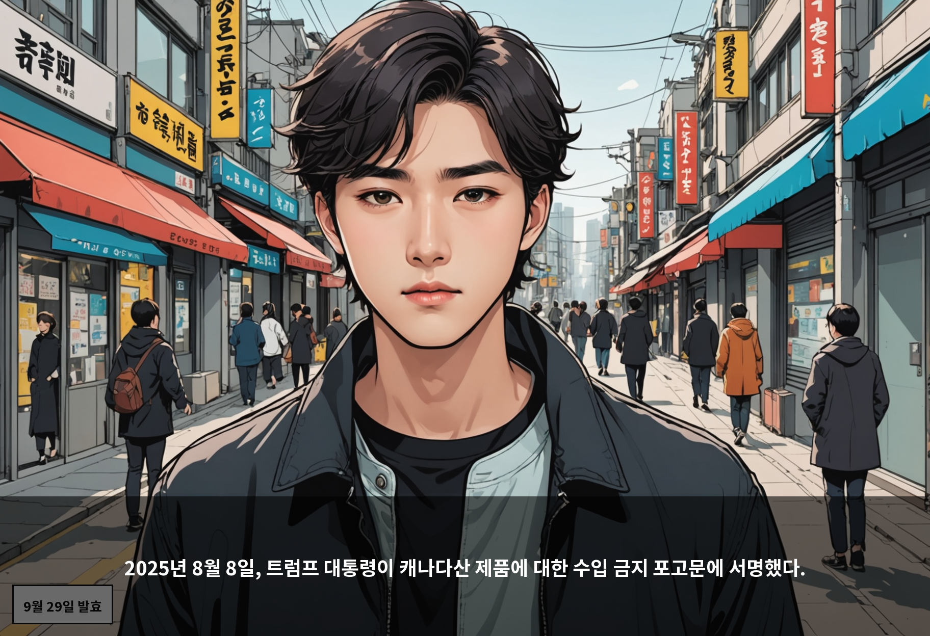 2025년 8월 8일, 트럼프 대통령이 캐나다산 제품에 대한 수입 금지 포고문에 서명했다.