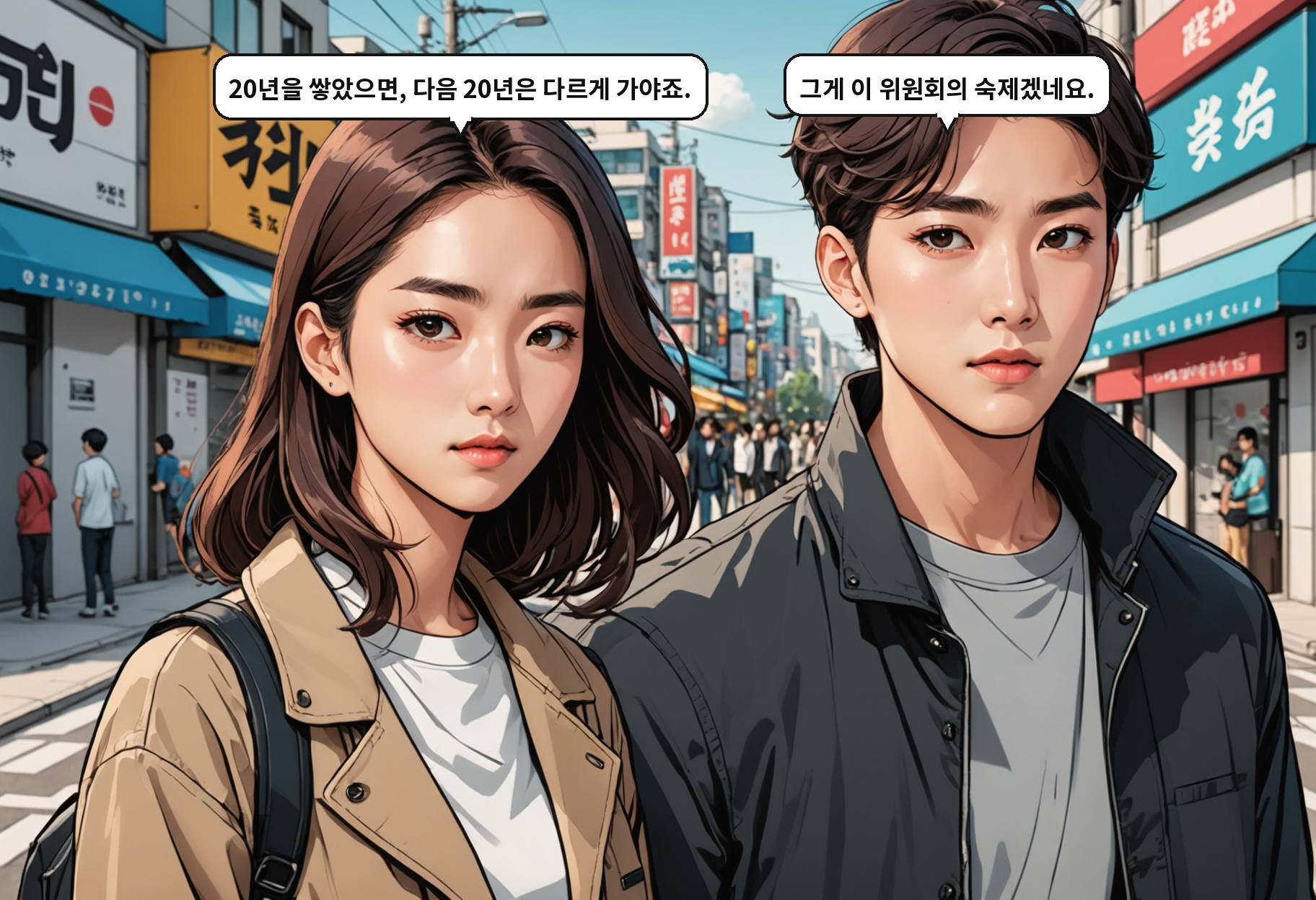 B: 20년을 쌓았으면, 다음 20년은 다르게 가야죠. A: 그게 이 위원회의 숙제겠네요.