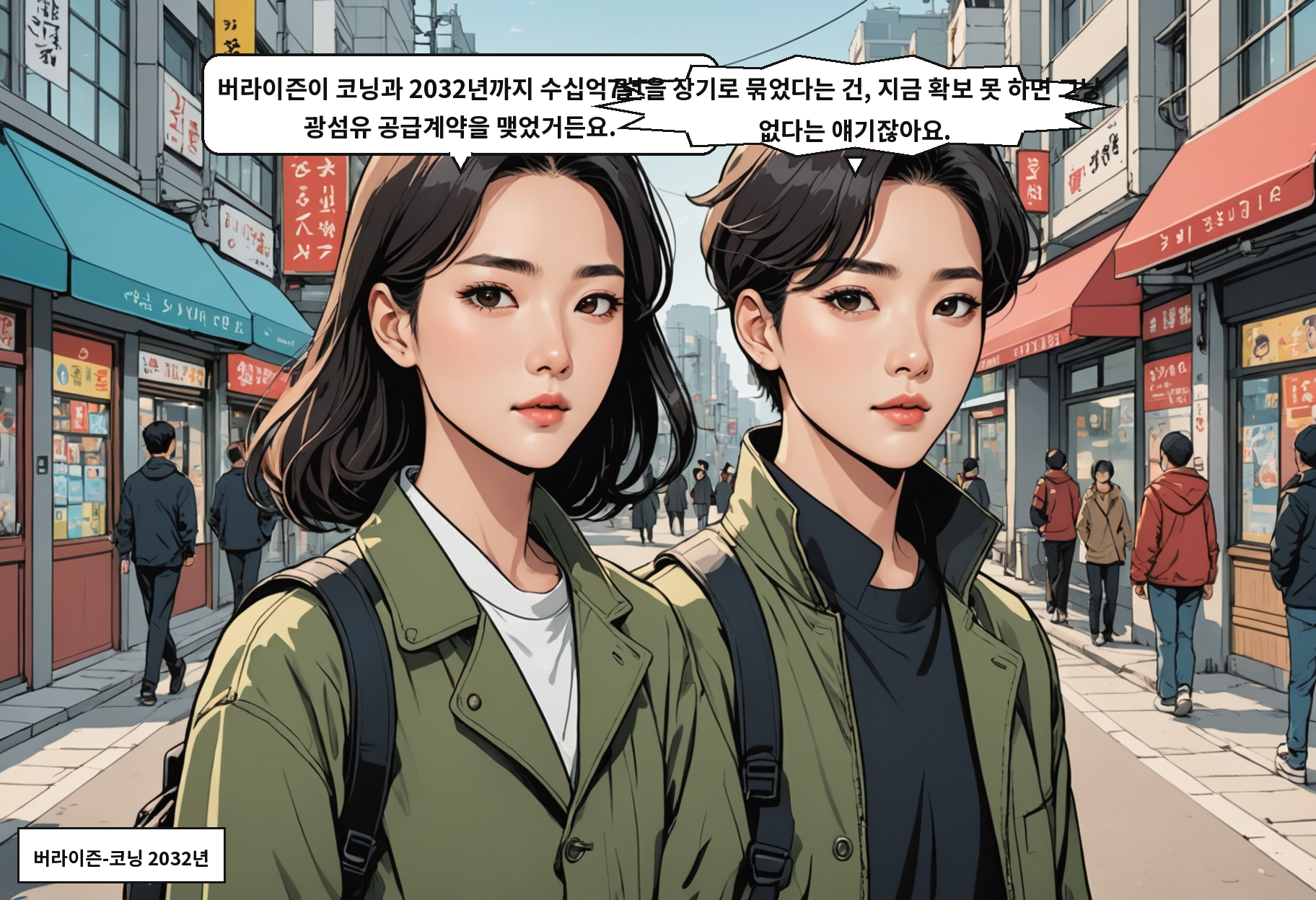A: 버라이즌이 코닝과 2032년까지 수십억 달러짜리 광섬유 공급계약을 맺었거든요. B: 7년을 장기로 묶었다는 건, 지금 확보 못 하면 그냥 없다는 얘기잖아요.