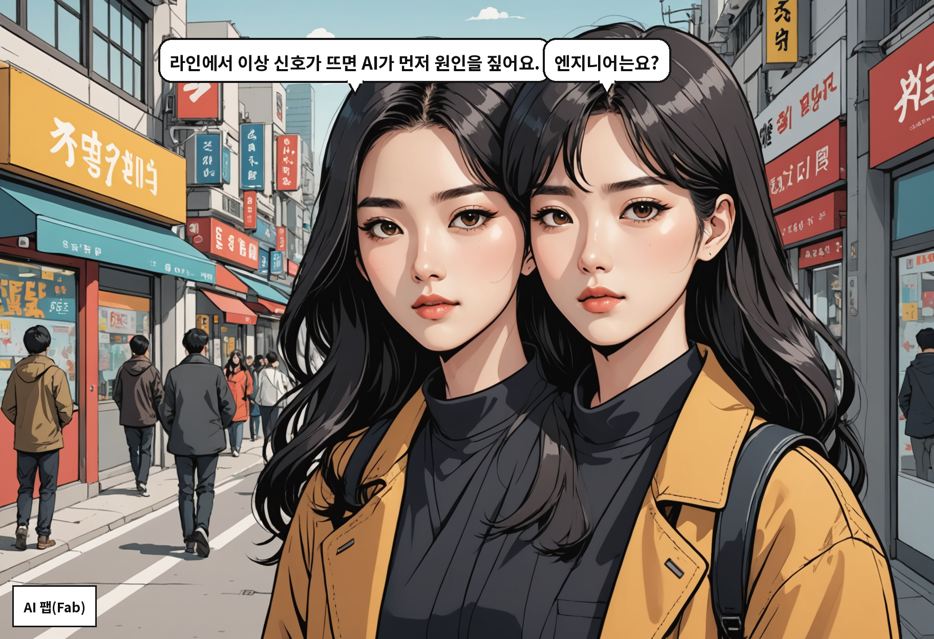 B: 라인에서 이상 신호가 뜨면 AI가 먼저 원인을 짚어요. A: 엔지니어는요?