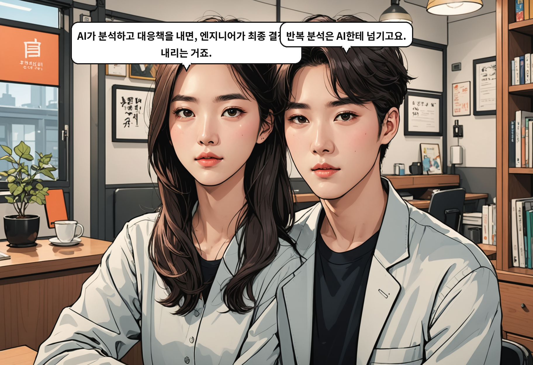 B: AI가 분석하고 대응책을 내면, 엔지니어가 최종 결정을 내리는 거죠. A: 반복 분석은 AI한테 넘기고요.