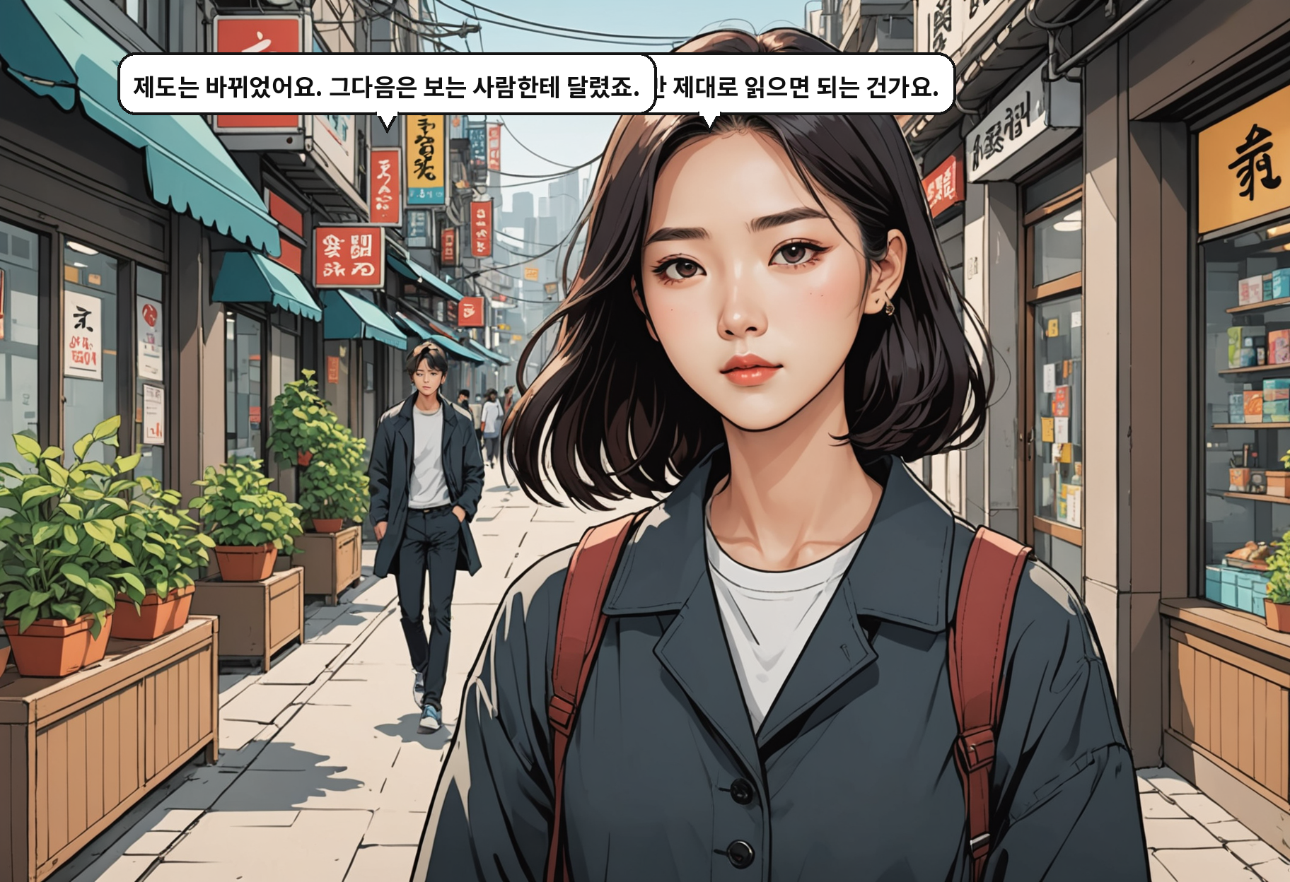 B: 그럼 이제 설명서만 제대로 읽으면 되는 건가요. A: 제도는 바뀌었어요. 그다음은 보는 사람한테 달렸죠.