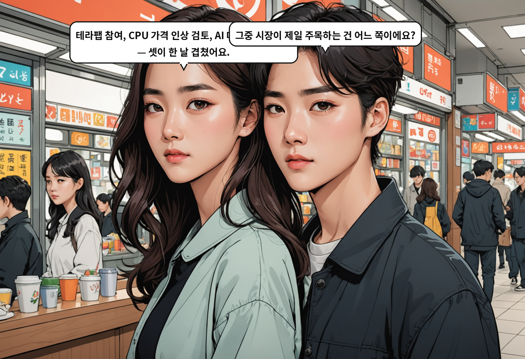 A: 테라팹 참여, CPU 가격 인상 검토, AI 데이터센터 수요 — 셋이 한 날 겹쳤어요. B: 그중 시장이 제일 주목하는 건 어느 쪽이에요?