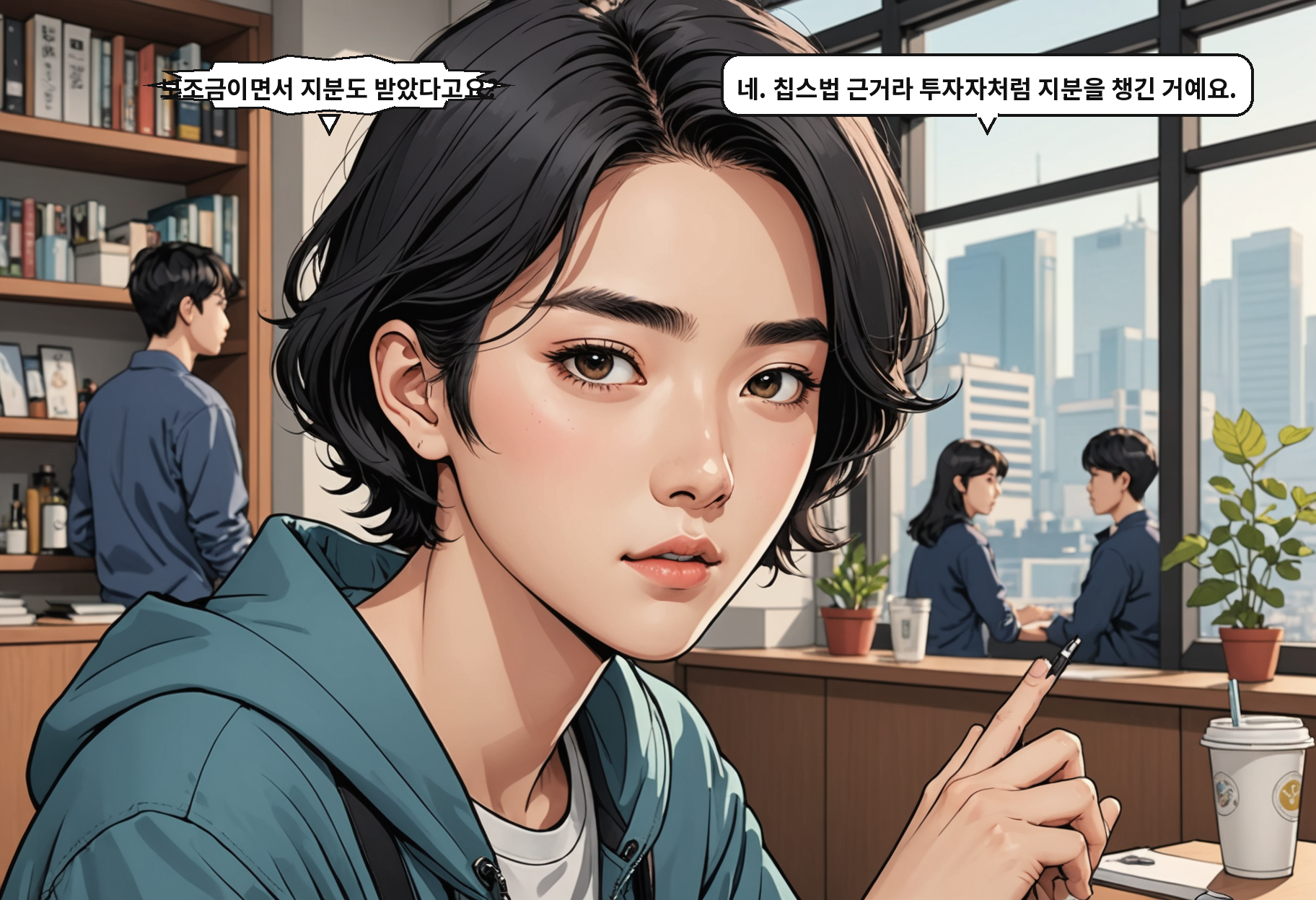 A: 보조금이면서 지분도 받았다고요? B: 네. 칩스법 근거라 투자자처럼 지분을 챙긴 거예요.