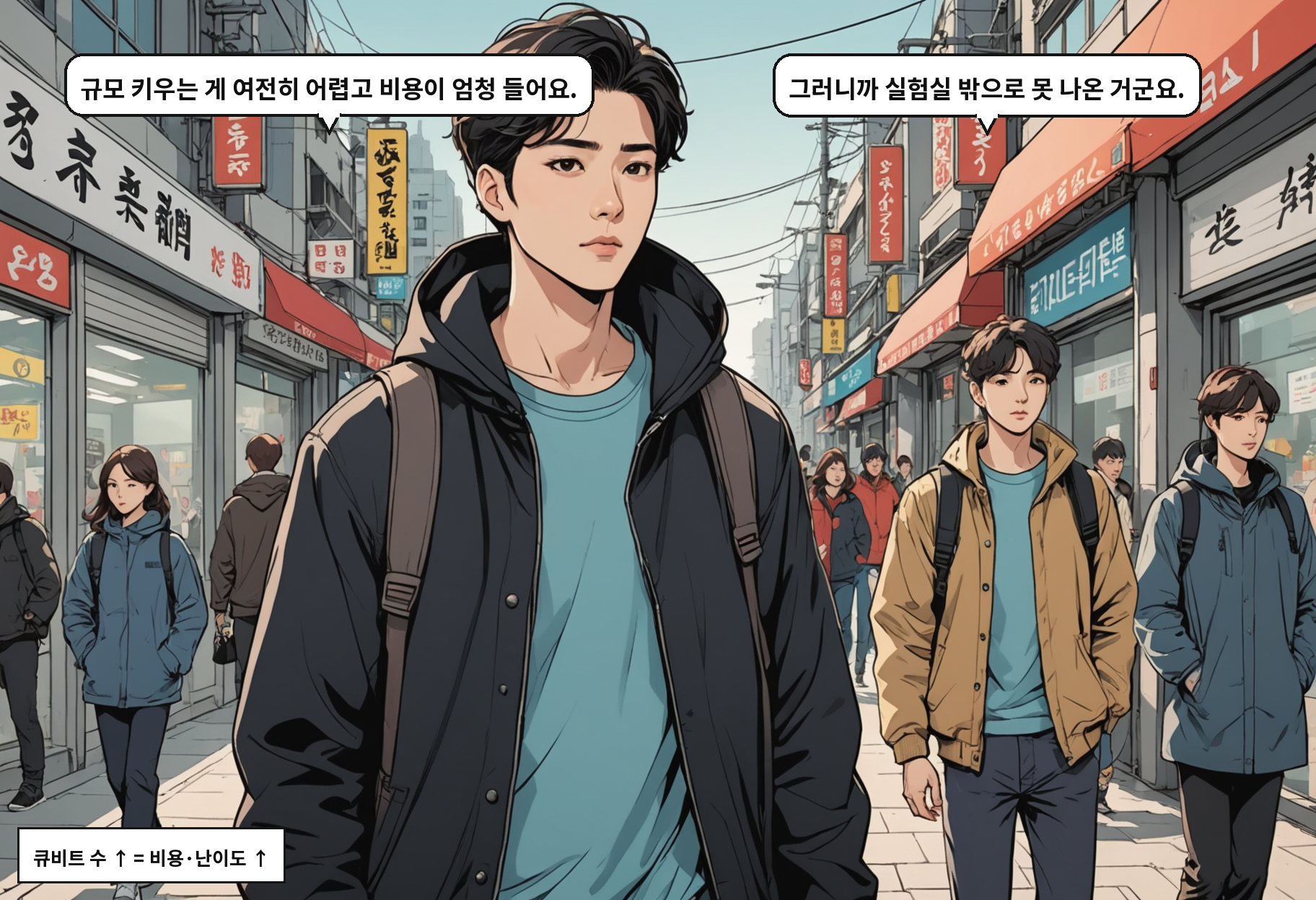 B: 규모 키우는 게 여전히 어렵고 비용이 엄청 들어요. A: 그러니까 실험실 밖으로 못 나온 거군요.