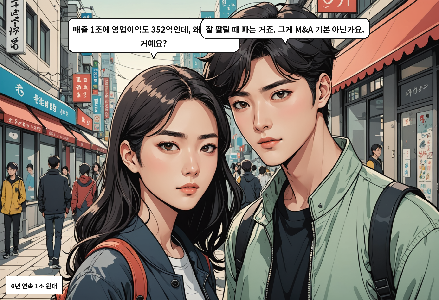 A: 매출 1조에 영업이익도 352억인데, 왜 지금 파는 거예요? B: 잘 팔릴 때 파는 거죠. 그게 M&A 기본 아닌가요.