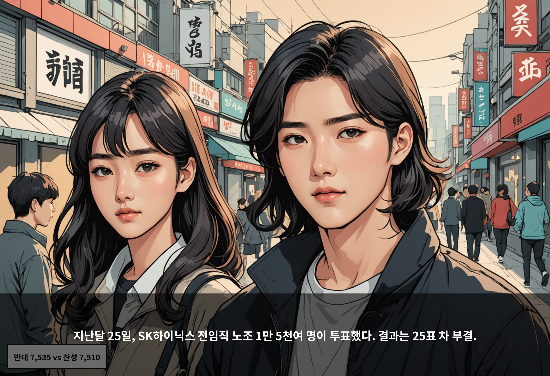 지난달 25일, SK하이닉스 전임직 노조 1만 5천여 명이 투표했다. 결과는 25표 차 부결.