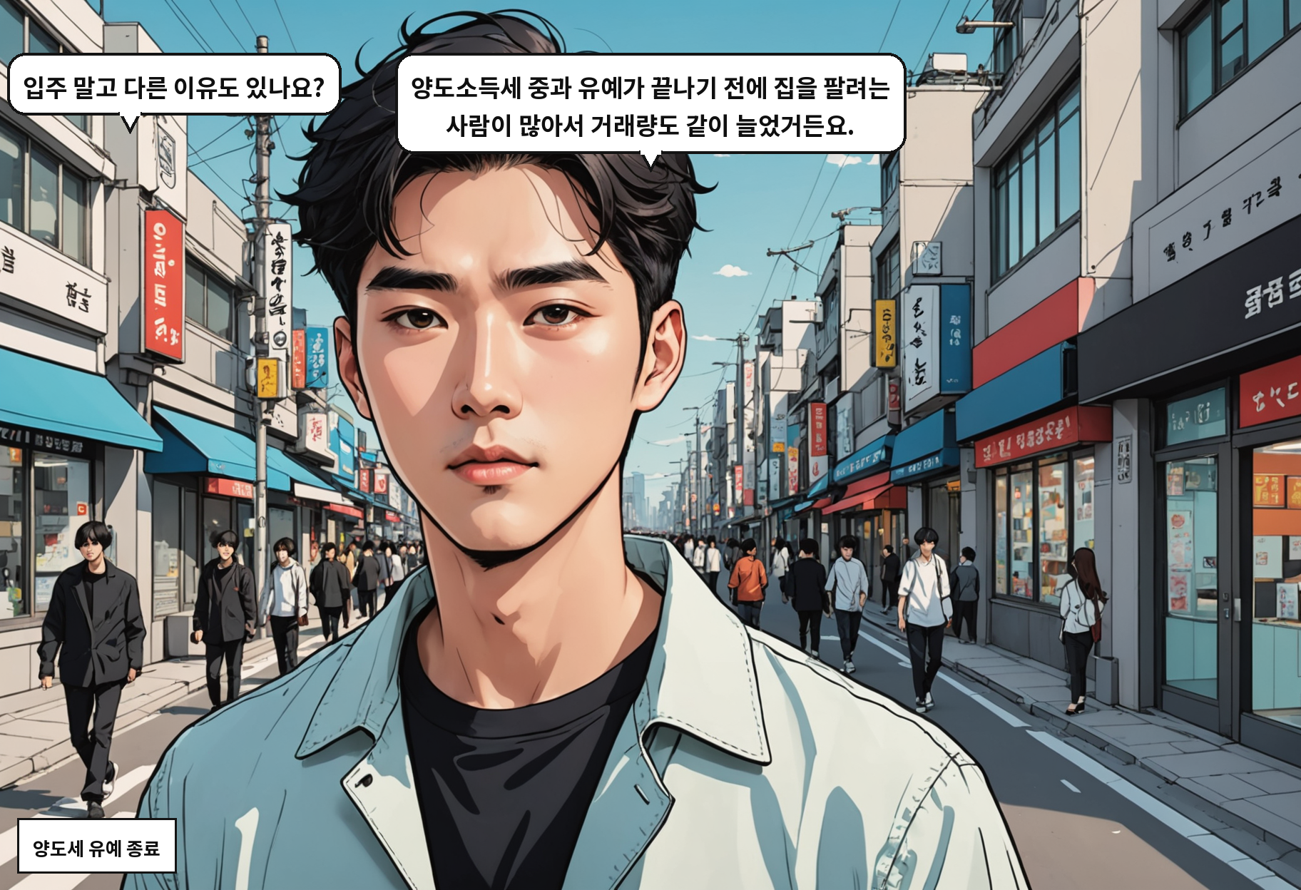 B: 입주만은 아니라고요? A: 양도세 중과 유예가 끝나기 전에 집을 팔려는 사람이 많았고, 거래가 늘면서 대출도 같이 늘었어요.