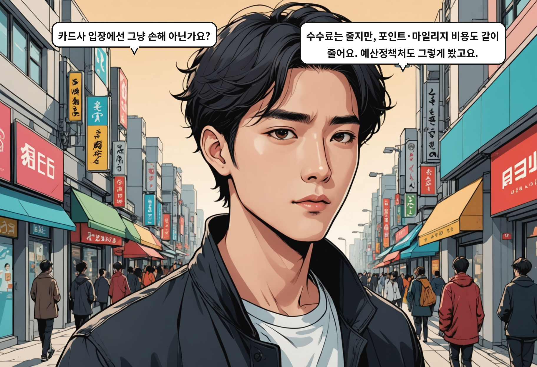 A: 카드사 입장에선 그냥 손해 아닌가요? B: 수수료는 줄지만, 포인트·마일리지 비용도 같이 줄어요. 예산정책처도 그렇게 봤고요.