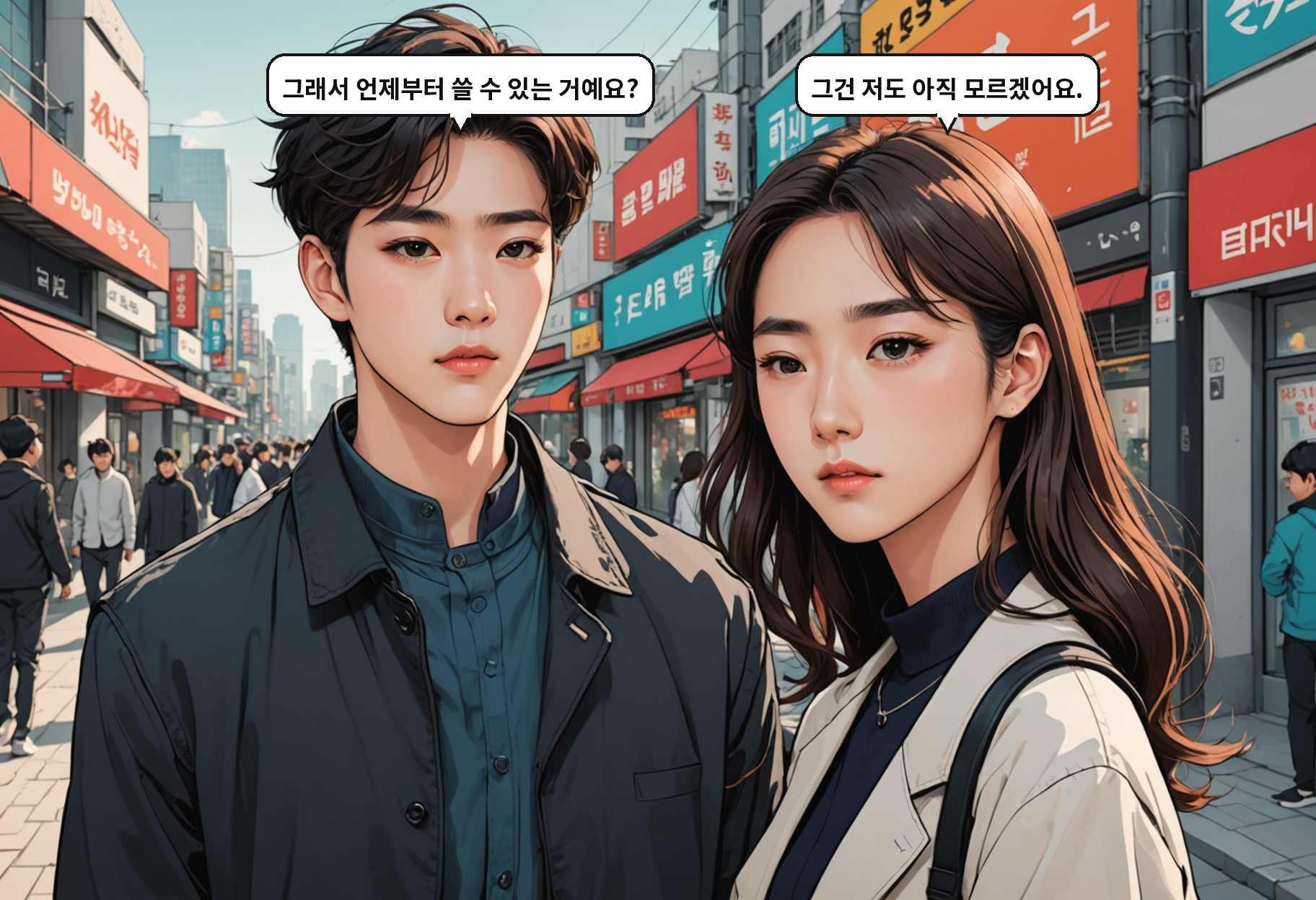 A: 그래서 언제부터 쓸 수 있는 거예요? B: 그건 저도 아직 모르겠어요.