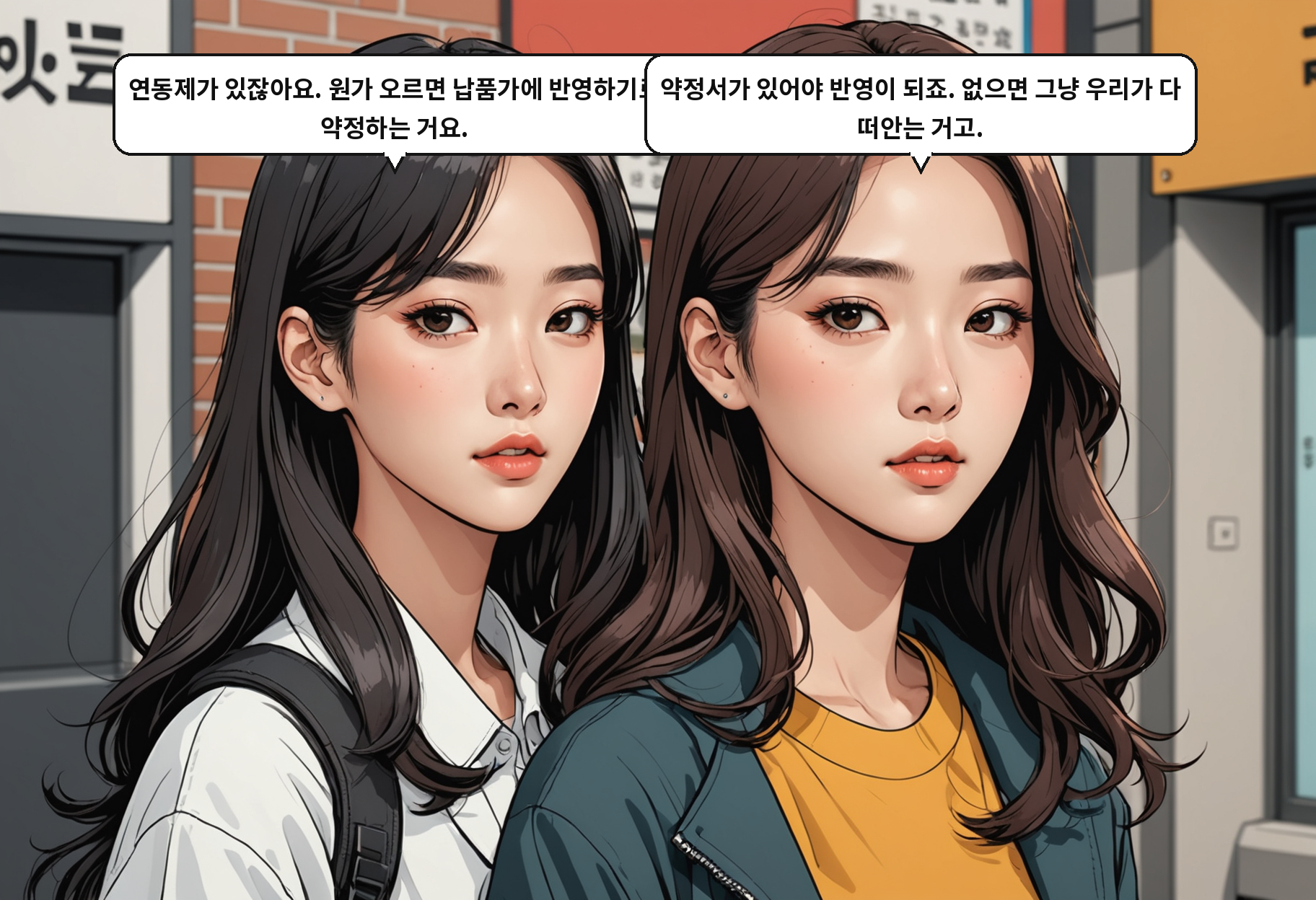 B: 원가 오르면 납품대금도 같이 올리자고 약정 맺는 제도예요. A: 저희 거래처는 그 약정서 자체를 안 줬는데요.