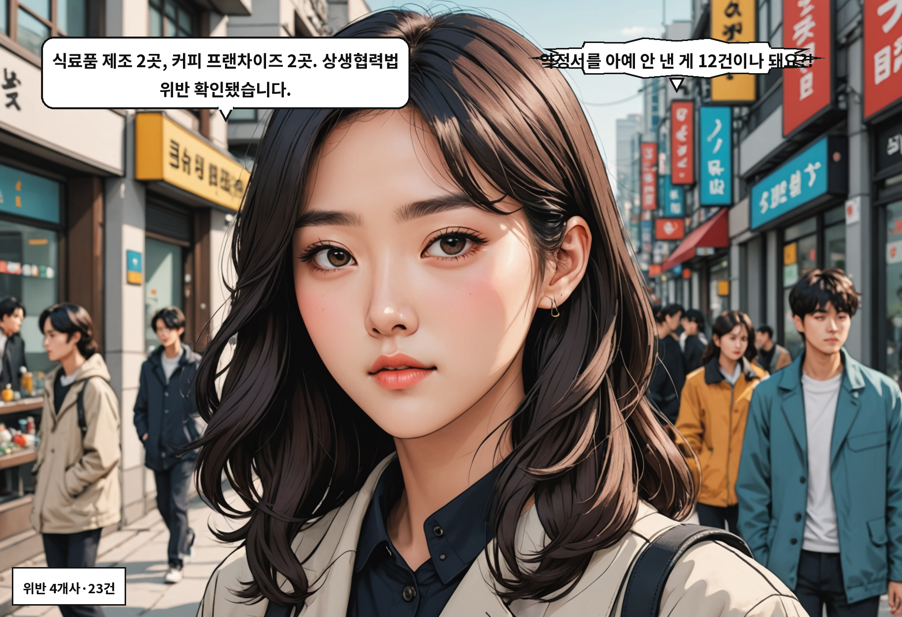 A: 커피 프랜차이즈도 걸렸다고요? B: 식료품 2곳, 커피 2곳. 다들 플라스틱 용기 많이 쓰는 데들이에요.