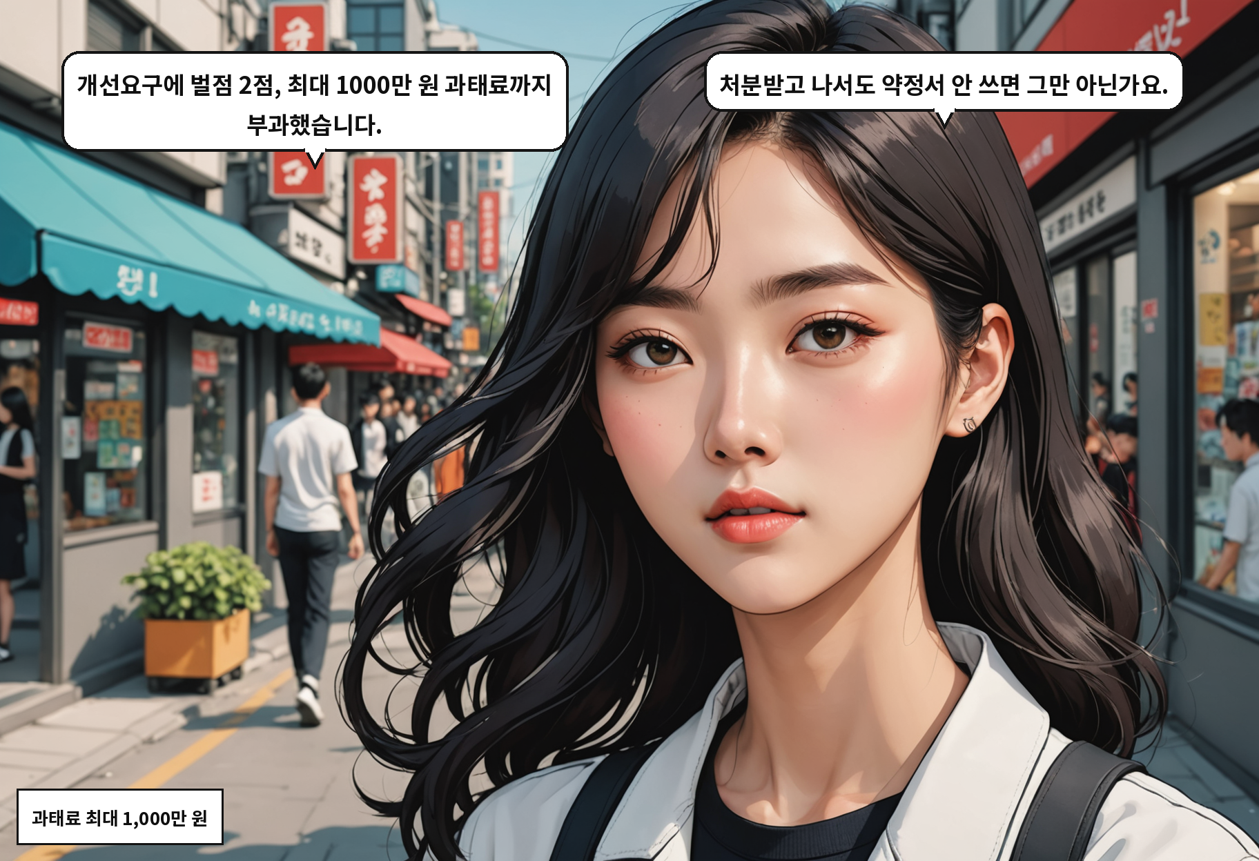 B: 벌점 2점에 과태료 최대 천만 원, 교육명령까지 내렸습니다. A: 그래서 이 부담이 실제로 나눠지긴 하는 건가요?
