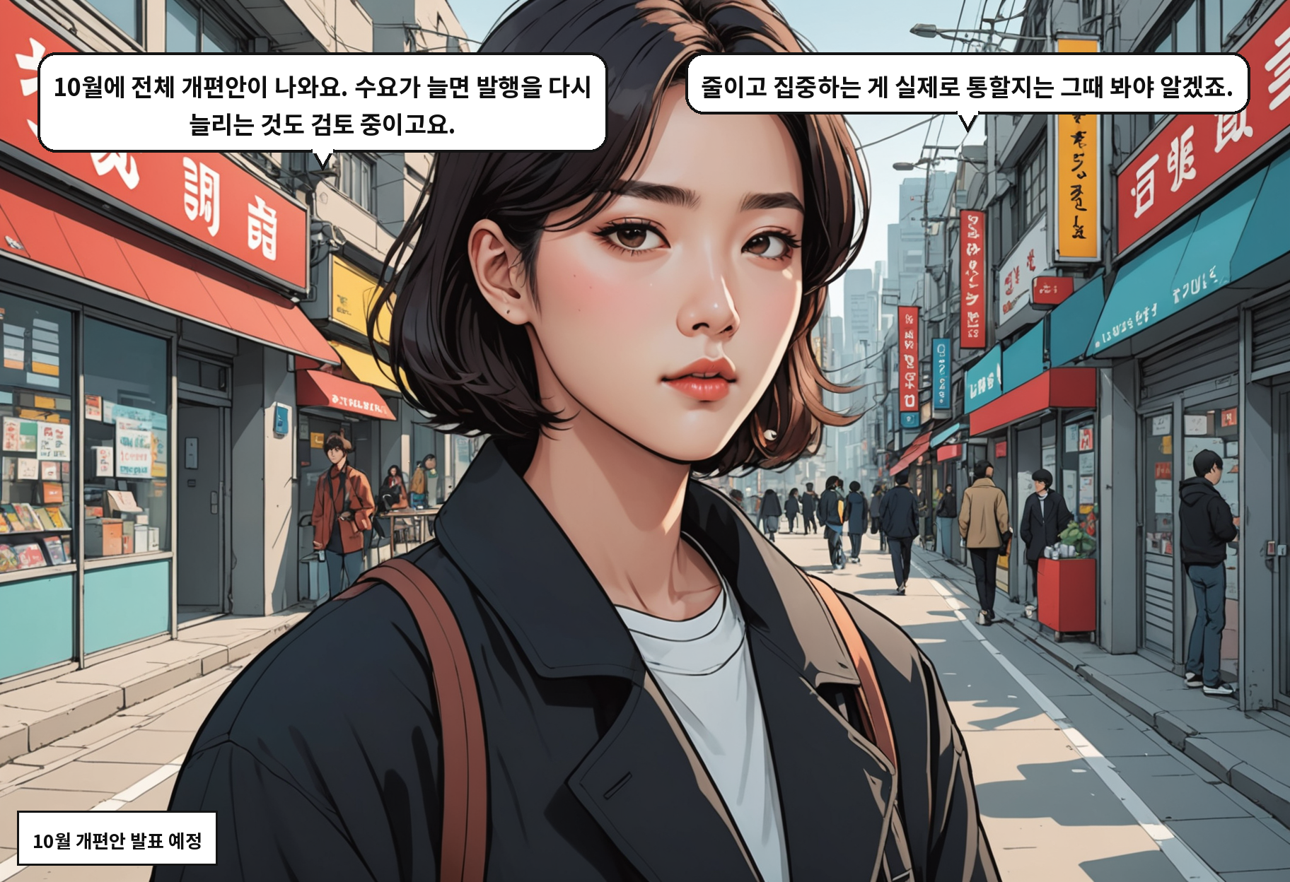 A: 10월에 전체 개편안이 나와요. 수요가 늘면 발행을 다시 늘리는 것도 검토 중이고요. B: 줄이고 집중하는 게 실제로 통할지는 그때 봐야 알겠죠.