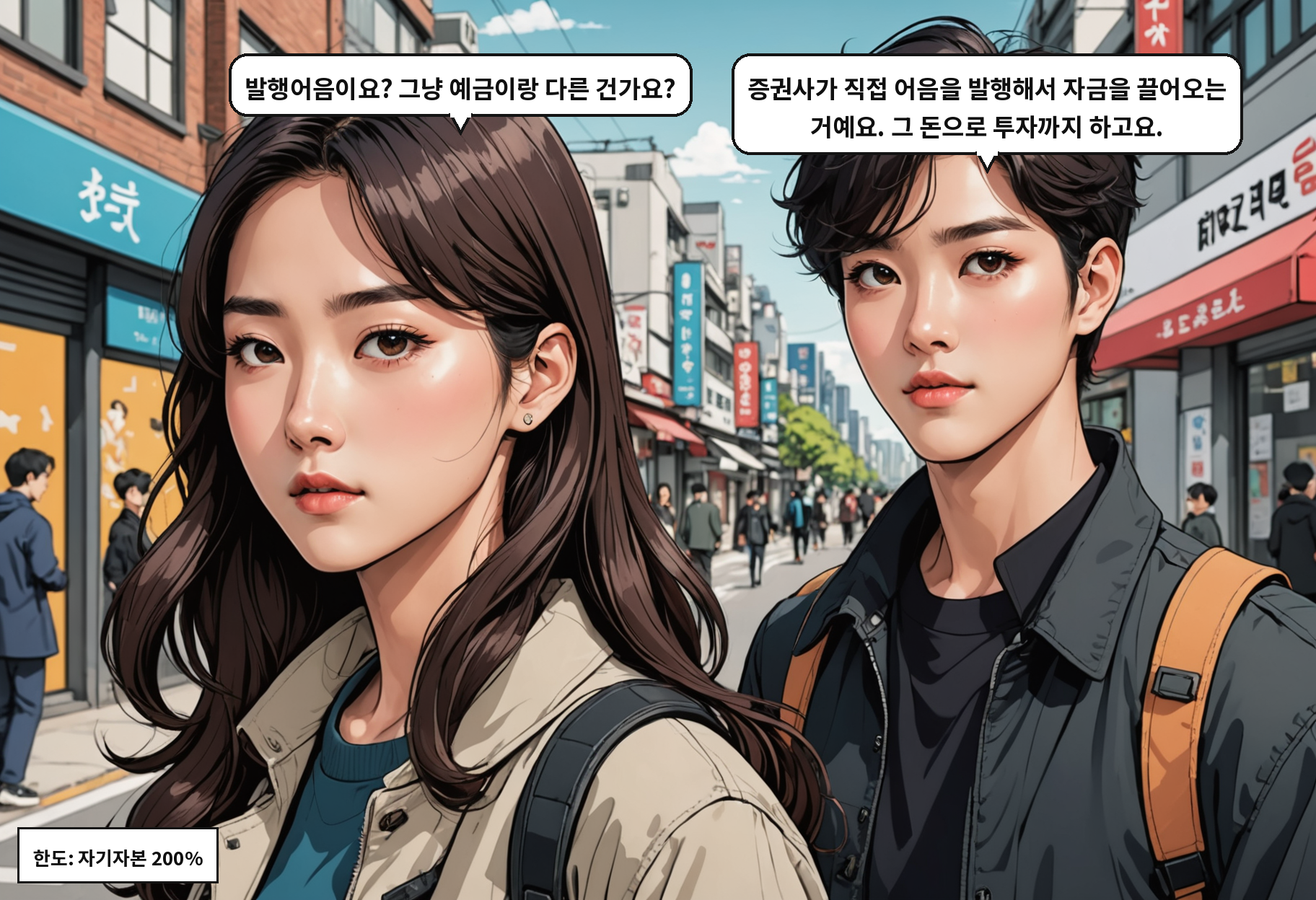 B: 발행어음이요? 그냥 예금이랑 다른 건가요? A: 증권사가 직접 어음을 발행해서 자금을 끌어오는 거예요. 그 돈으로 투자까지 하고요.