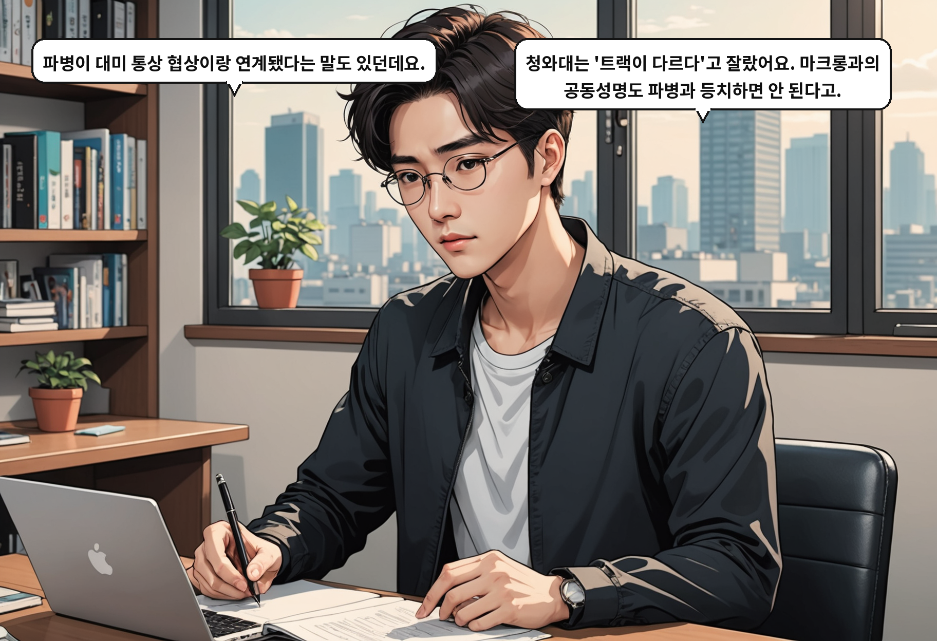 A: 이재명 대통령이 마크롱과 '항행 자유 공동 노력'에 합의했다는데요. B: 그걸 파병과 바로 등치하면 안 된다는 게 청와대 입장이에요.