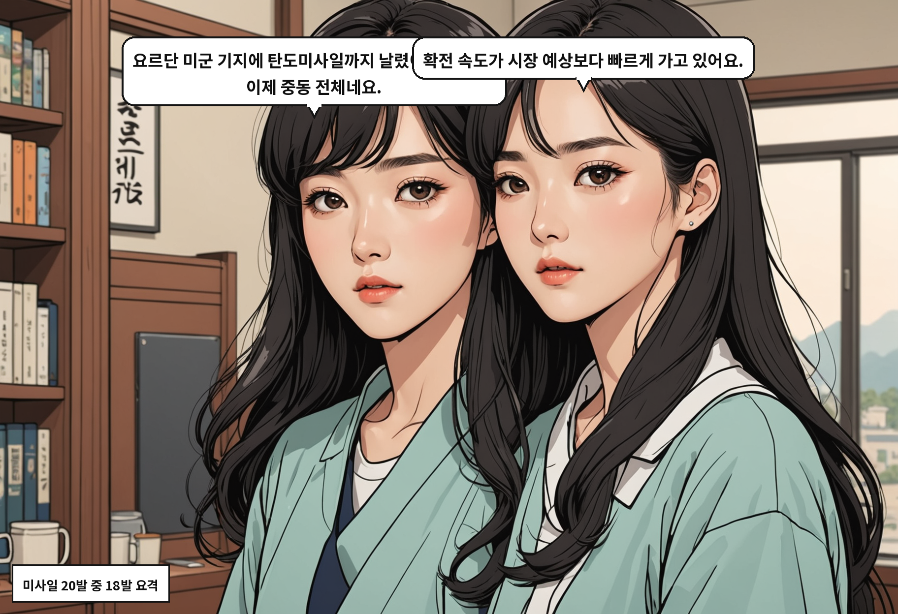 B: 요르단 미군 기지에 탄도미사일까지 날렸어요. 전선이 이제 중동 전체네요. A: 확전 속도가 시장 예상보다 빠르게 가고 있어요.