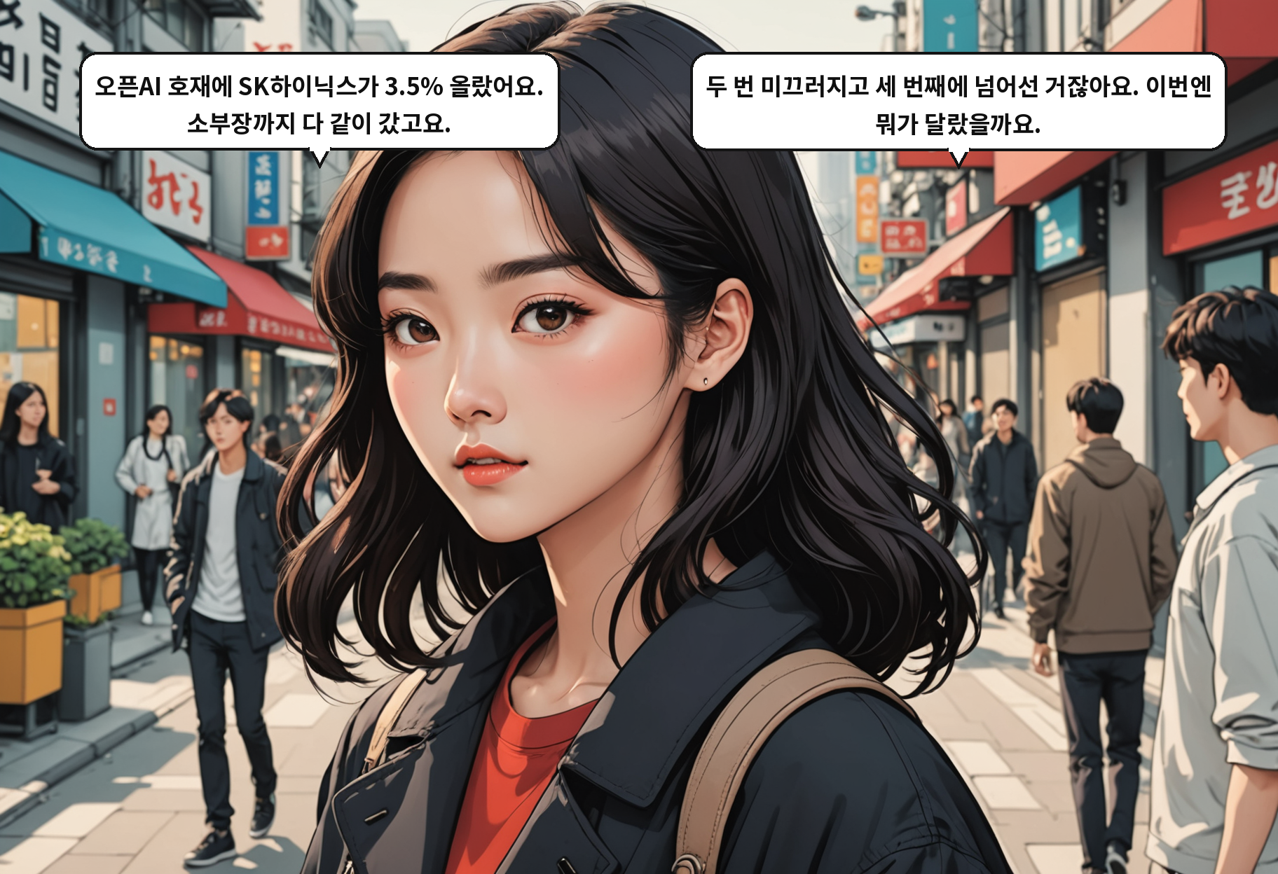 A: 오픈AI 호재에 SK하이닉스가 3.5% 올랐어요. 소부장까지 다 같이 갔고요. B: 두 번 미끄러지고 세 번째에 넘어선 거잖아요. 이번엔 뭐가 달랐을까요.