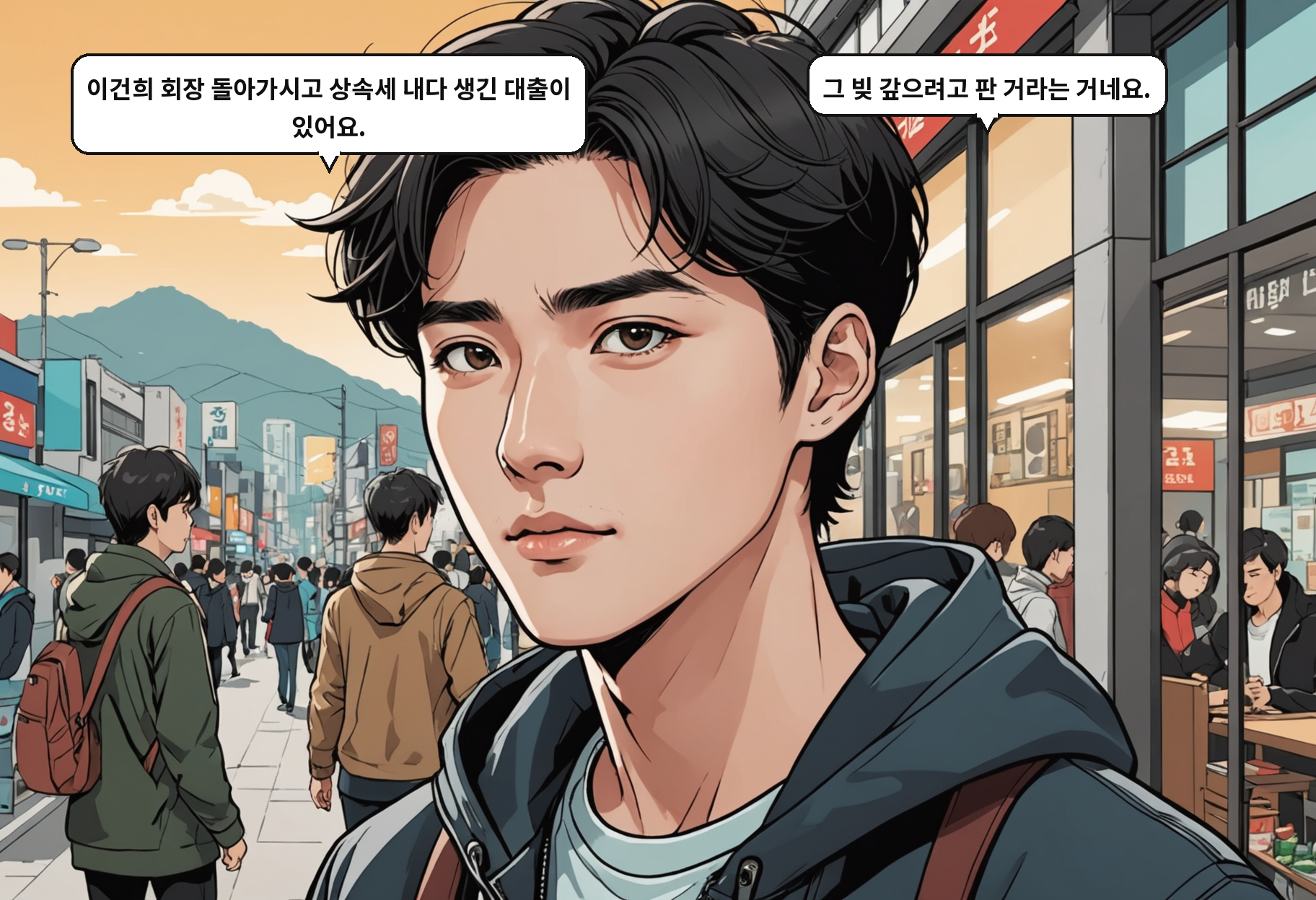 A: 이건희 회장 돌아가시고 상속세 내다 생긴 대출이 있어요. B: 그 빚 갚으려고 판 거라는 거네요.