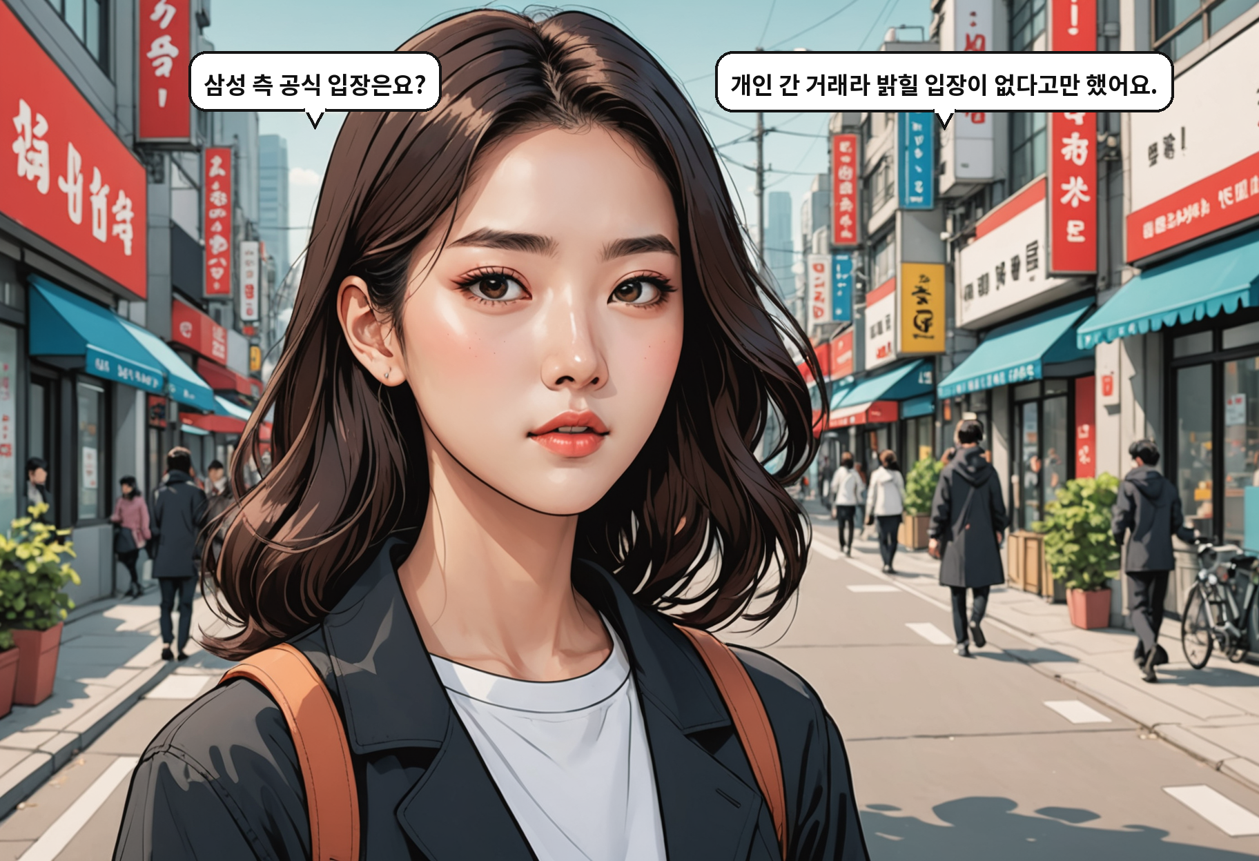 B: 삼성 측 공식 입장은요? A: 개인 간 거래라 밝힐 입장이 없다고만 했어요.