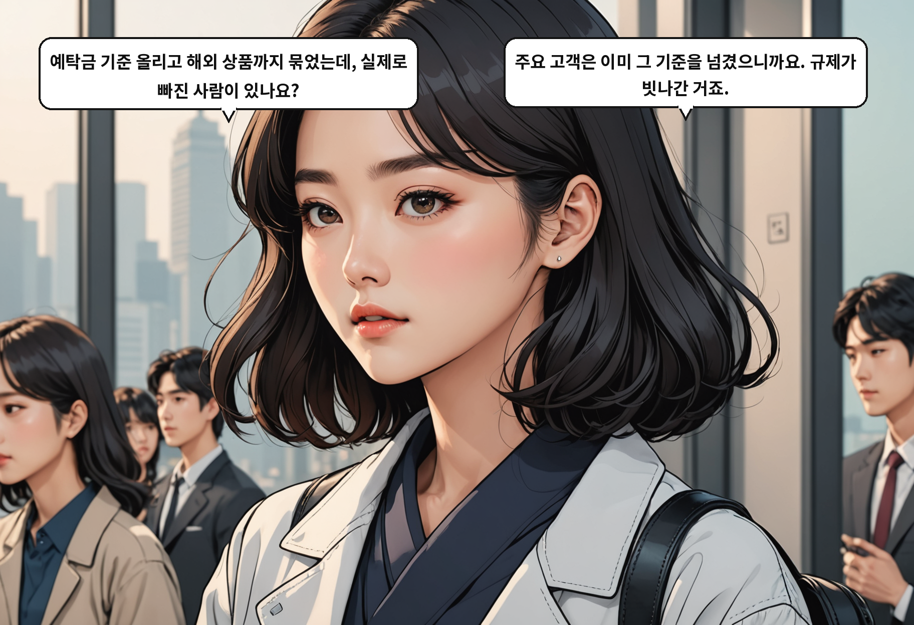 A: 예탁금 기준 올리고 해외 상품까지 묶었는데, 실제로 빠진 사람이 있나요? B: 주요 고객은 이미 그 기준을 넘겼으니까요. 규제가 빗나간 거죠.