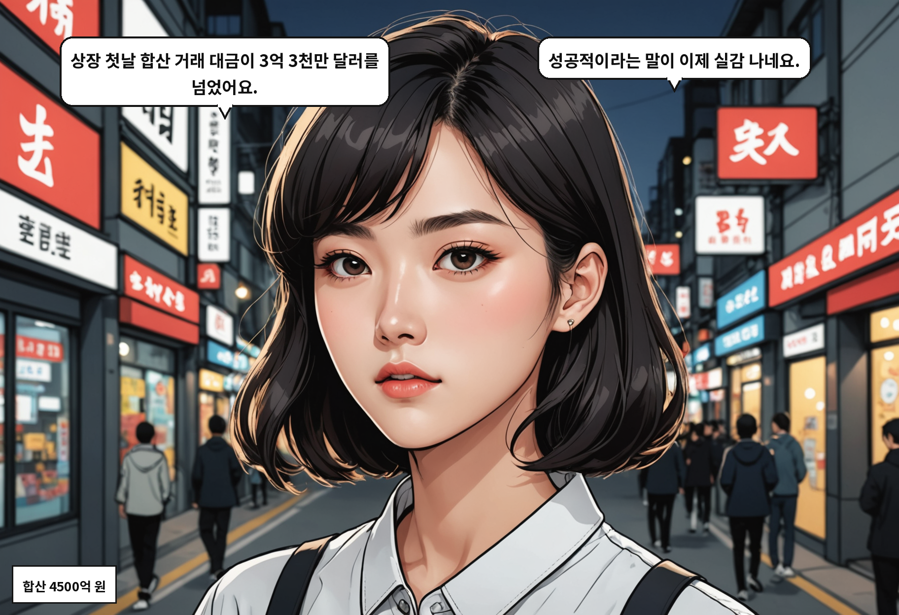 B: 상장 첫날 합산 거래 대금이 3억 3천만 달러를 넘었어요. A: 성공적이라는 말이 이제 실감 나네요.