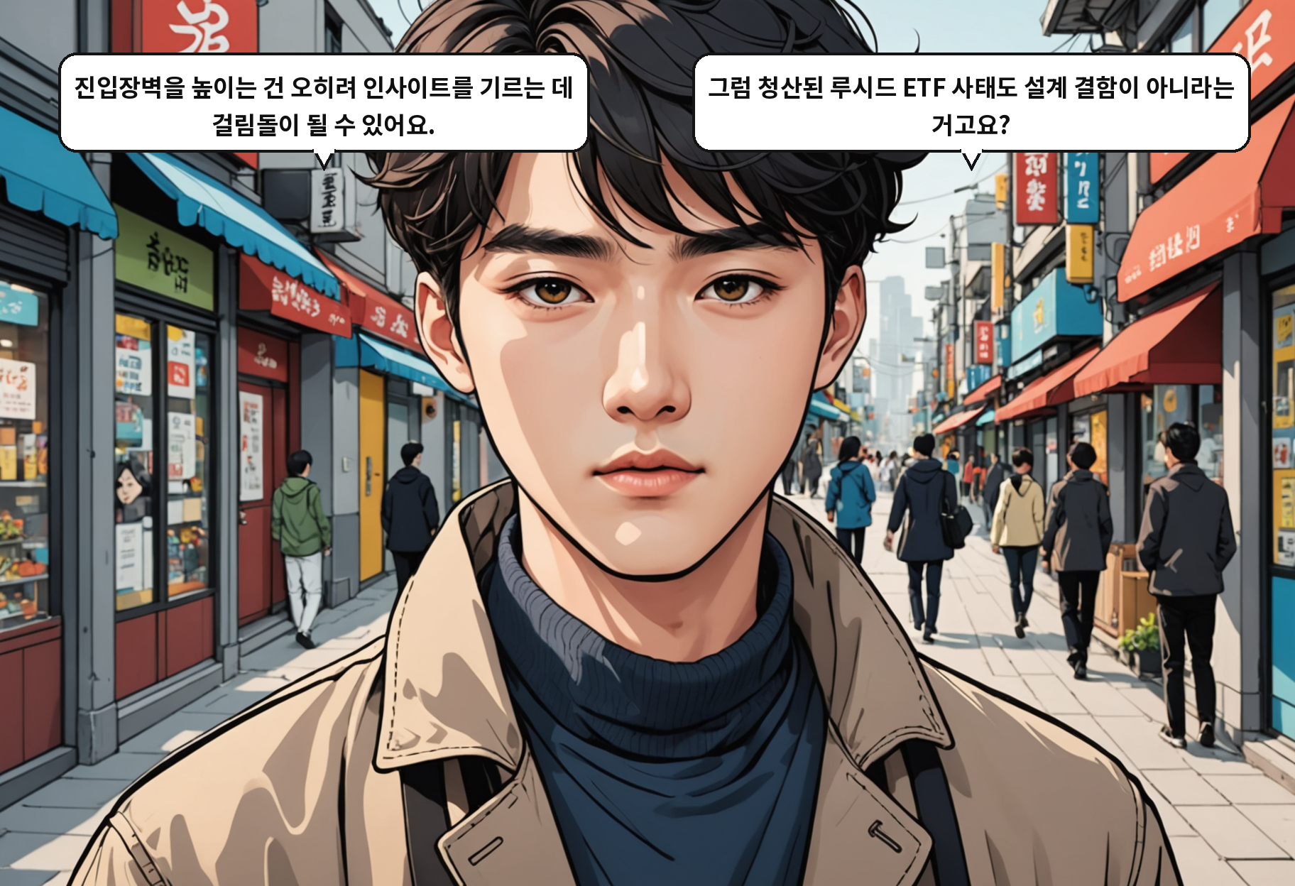 B: 진입장벽을 높이는 건 오히려 인사이트를 기르는 데 걸림돌이 될 수 있어요. A: 그럼 청산된 루시드 ETF 사태도 설계 결함이 아니라는 거고요?