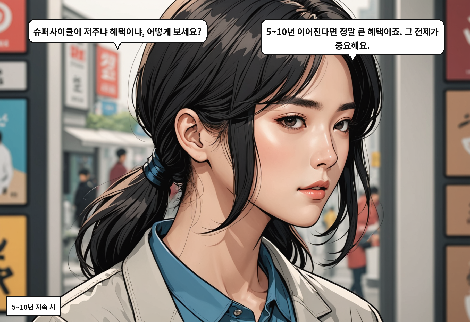 A: 슈퍼사이클이 저주냐 혜택이냐, 어떻게 보세요? B: 5~10년 이어진다면 정말 큰 혜택이죠. 그 전제가 중요해요.